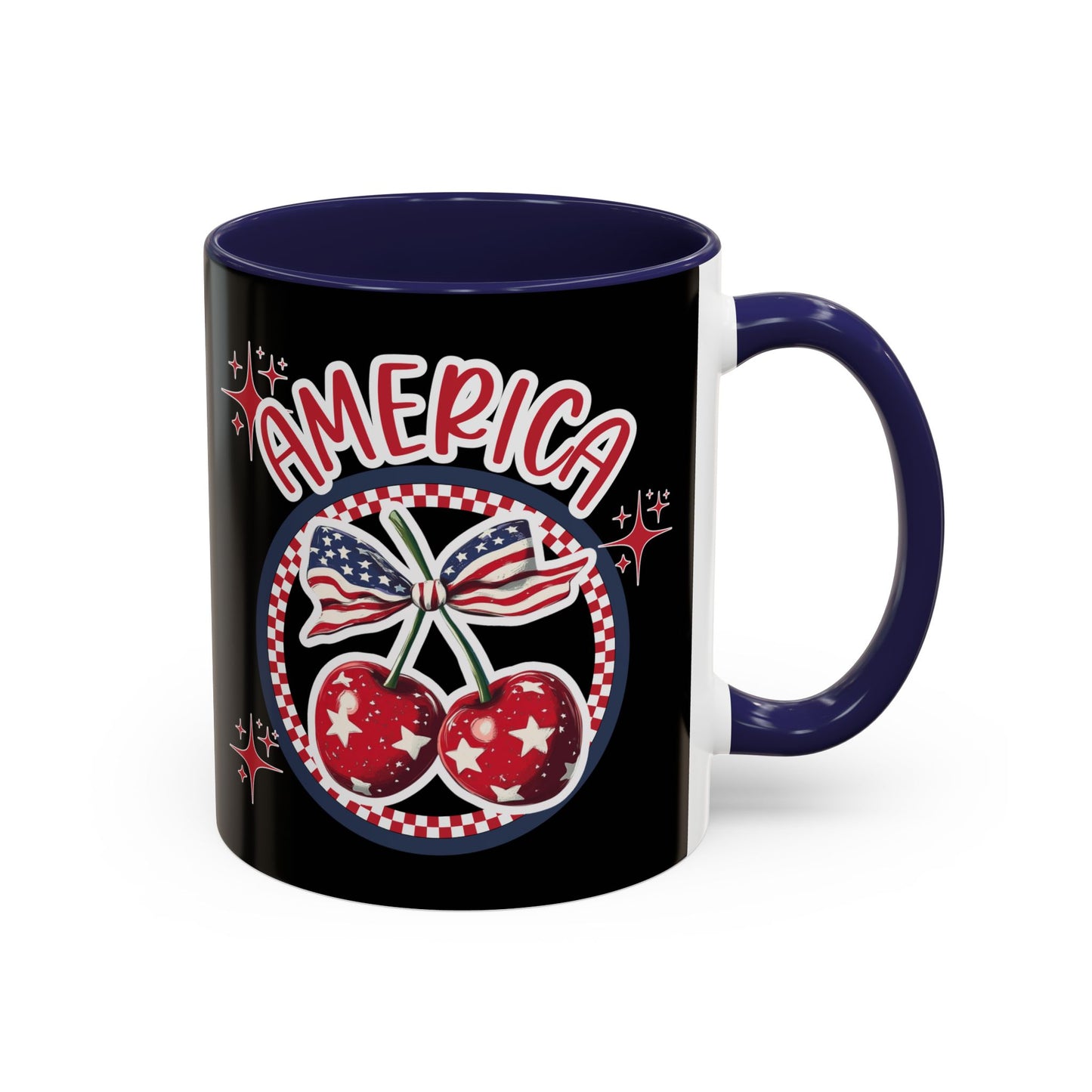 Patriotic Accent Coffee Mug, American Flag Mug, USA Celebration Cup, Red White Blue Drinkware, 4th of July Gift