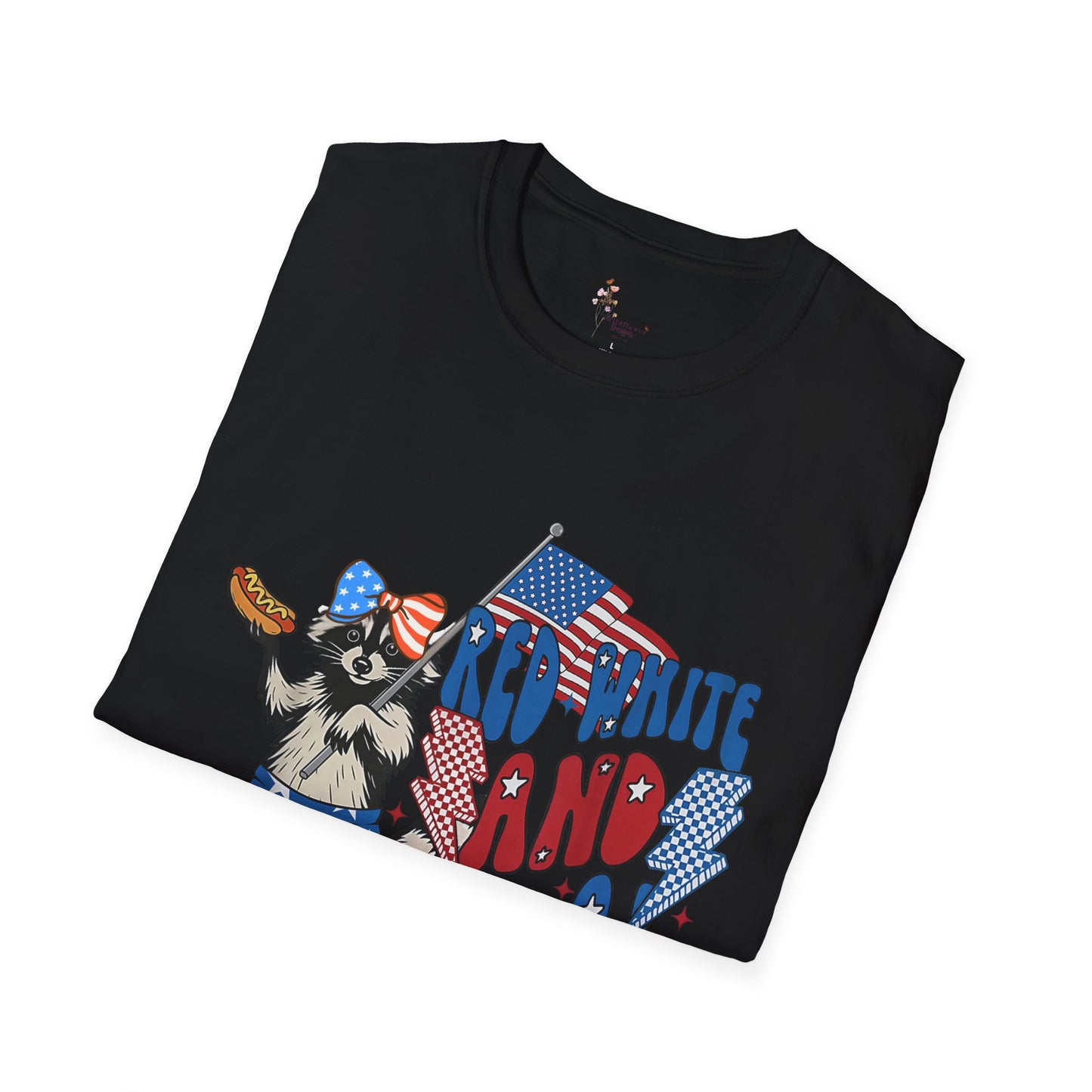 Patriotic Cartoon T-Shirt, Red White and Feral Tee, Funny Animal Shirt, Independence Day Gift, Casual Summer Top