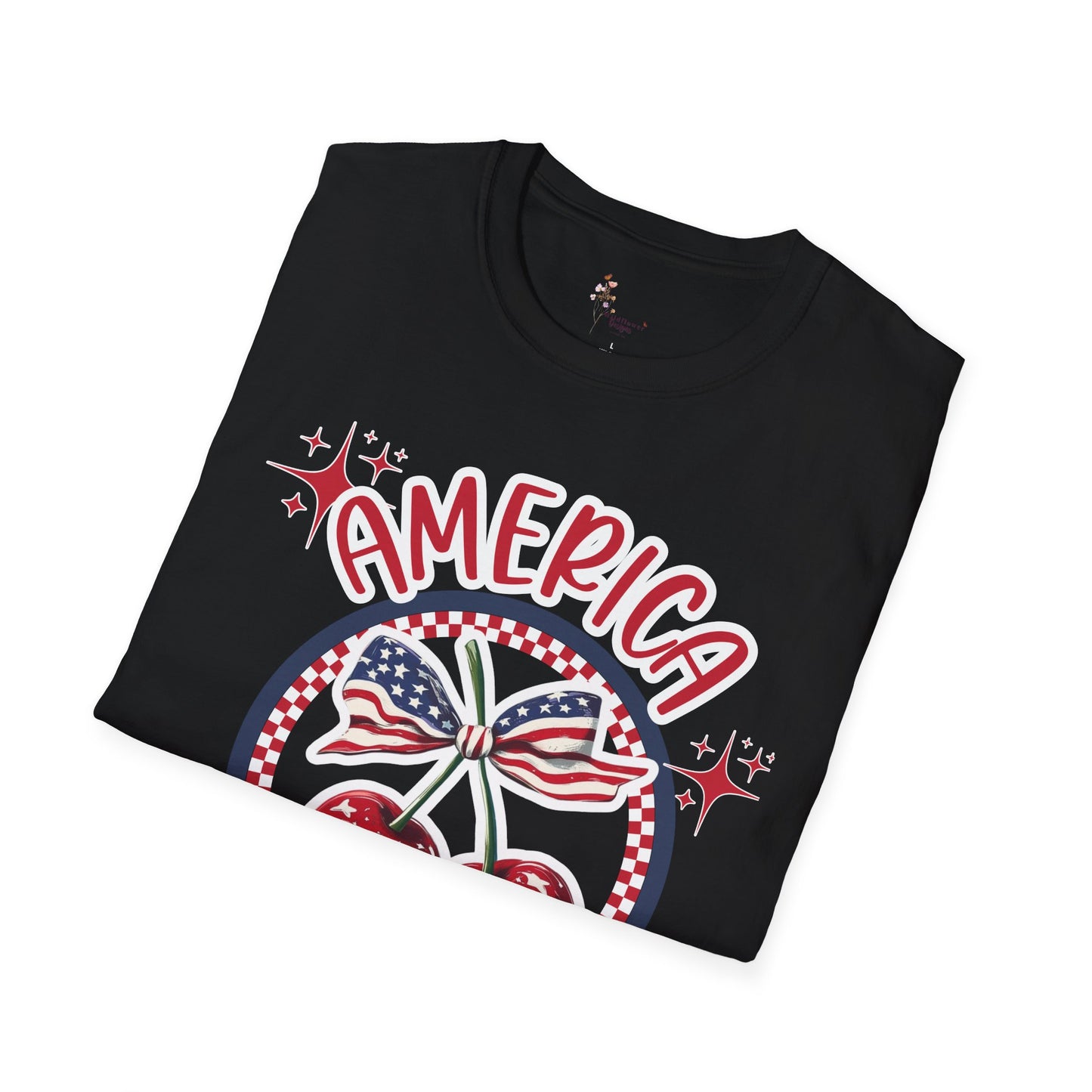 Patriotic Cherry T-Shirt, Unisex Tee for 4th of July, Independence Day Shirt, Summer BBQ Wear, USA Pride Apparel
