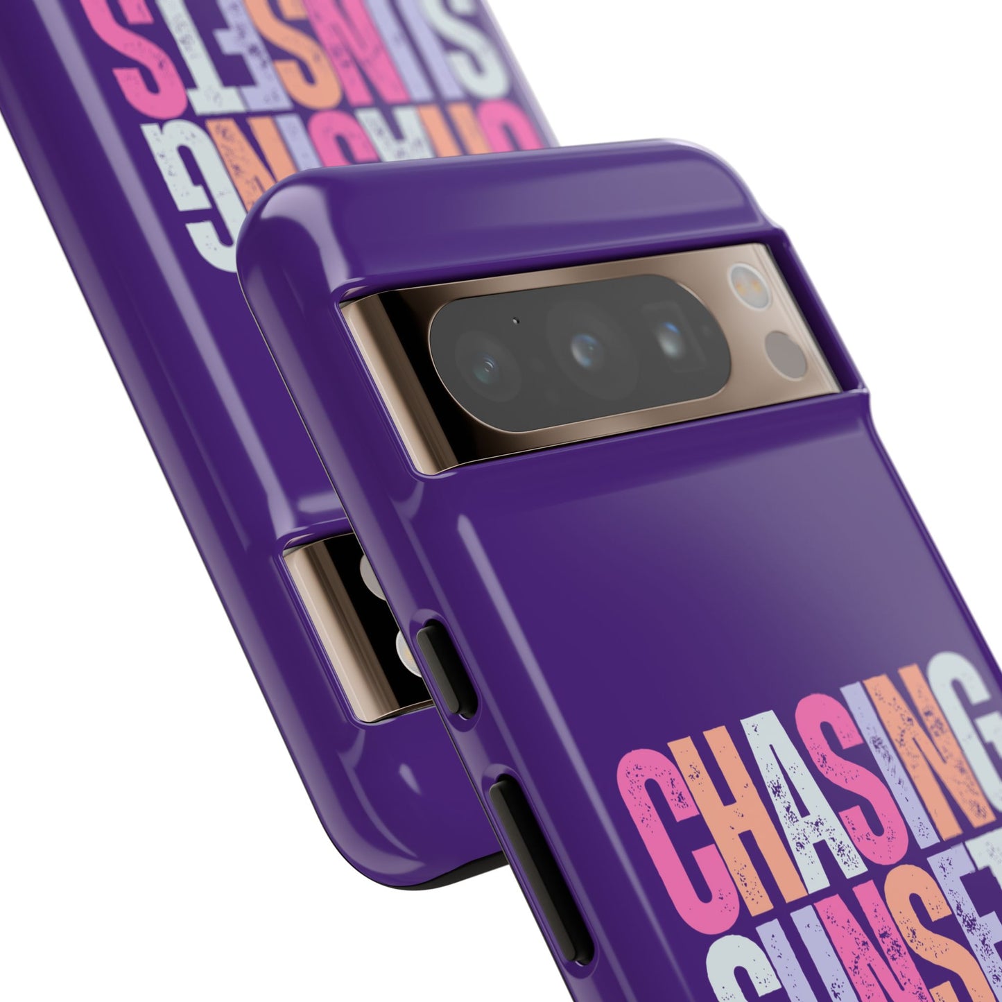 Chasing Sunsets Phone Case, Trendy Phone Cover, Sunset Lover Gift, Cool Accessories, Custom Phone Cases, Vibrant Purple Design