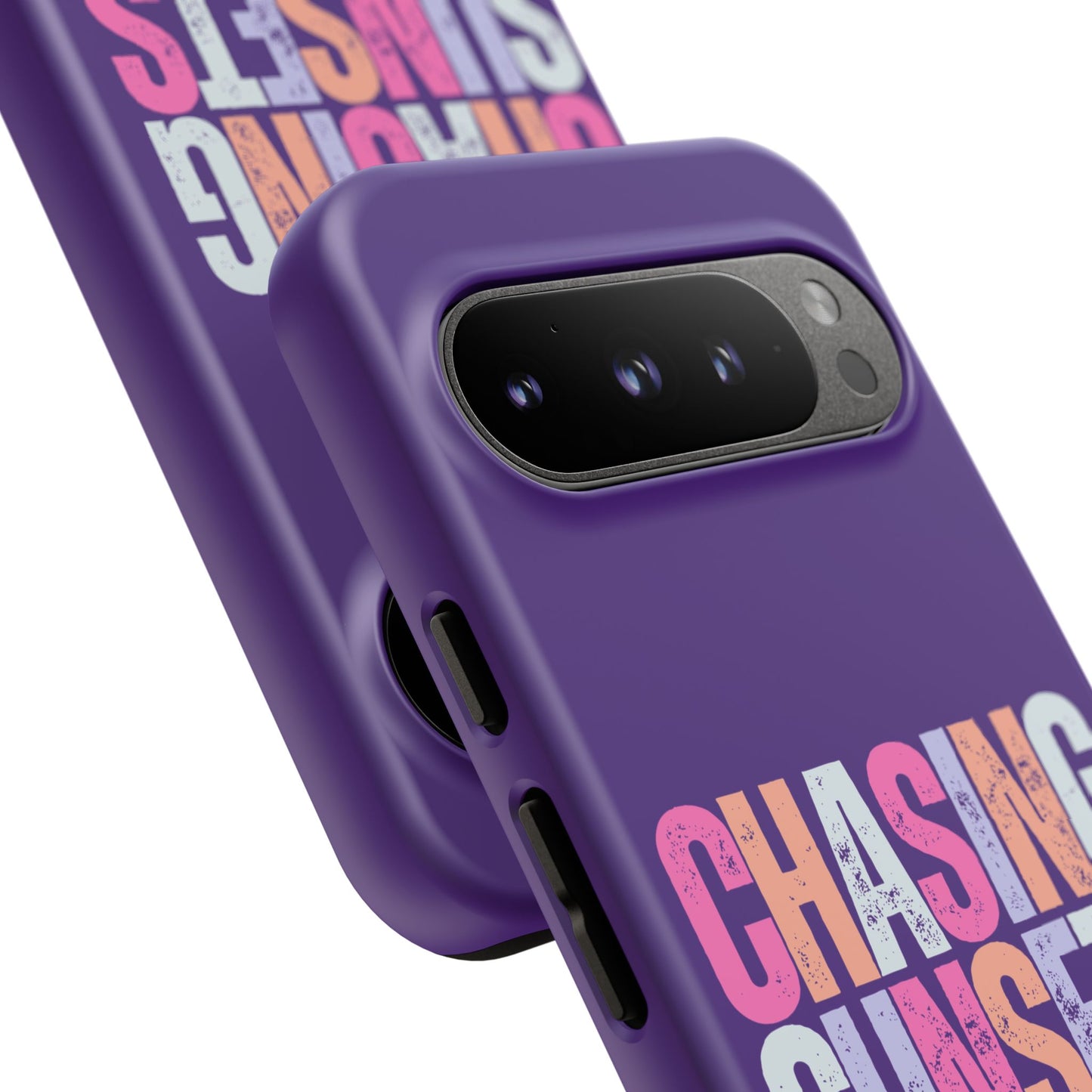Chasing Sunsets Phone Case, Trendy Phone Cover, Sunset Lover Gift, Cool Accessories, Custom Phone Cases, Vibrant Purple Design