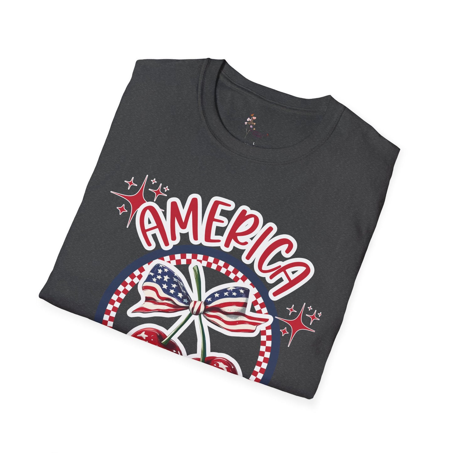 Patriotic Cherry T-Shirt, Unisex Tee for 4th of July, Independence Day Shirt, Summer BBQ Wear, USA Pride Apparel
