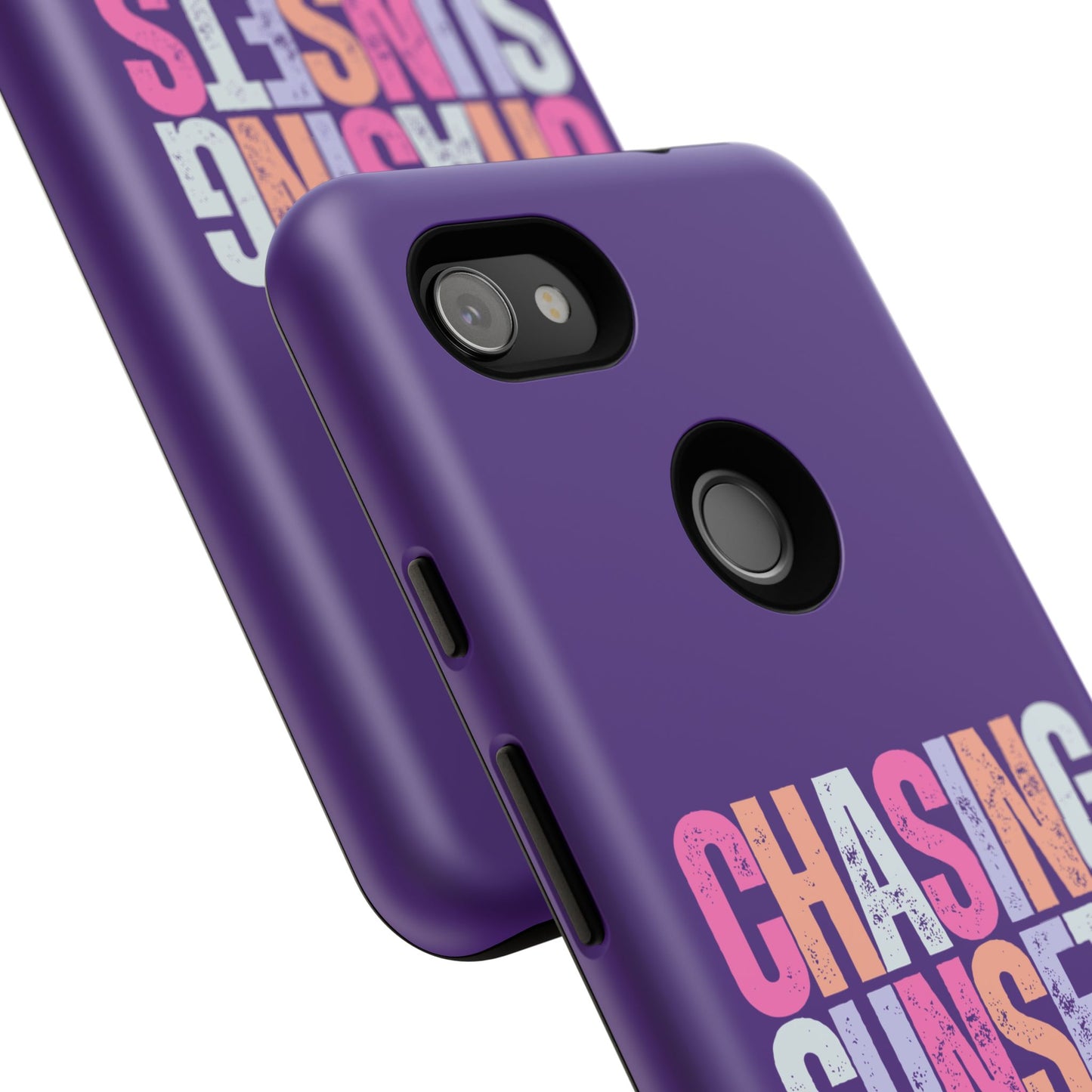 Chasing Sunsets Phone Case, Trendy Phone Cover, Sunset Lover Gift, Cool Accessories, Custom Phone Cases, Vibrant Purple Design
