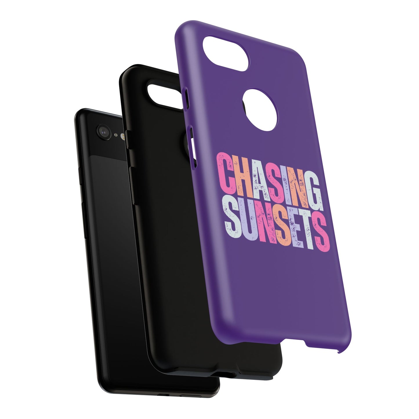 Chasing Sunsets Phone Case, Trendy Phone Cover, Sunset Lover Gift, Cool Accessories, Custom Phone Cases, Vibrant Purple Design