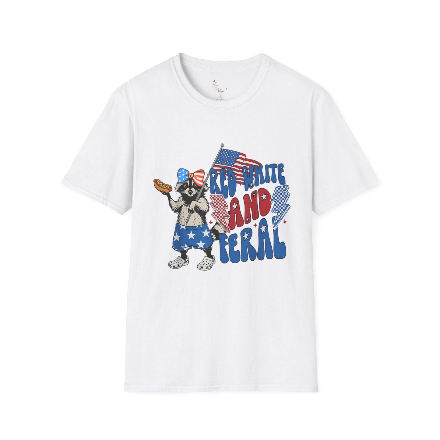 Patriotic Cartoon T-Shirt, Red White and Feral Tee, Funny Animal Shirt, Independence Day Gift, Casual Summer Top