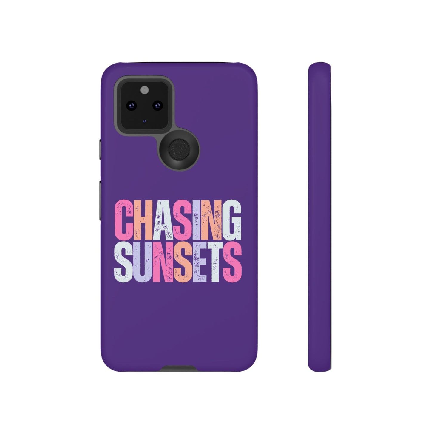 Chasing Sunsets Phone Case, Trendy Phone Cover, Sunset Lover Gift, Cool Accessories, Custom Phone Cases, Vibrant Purple Design