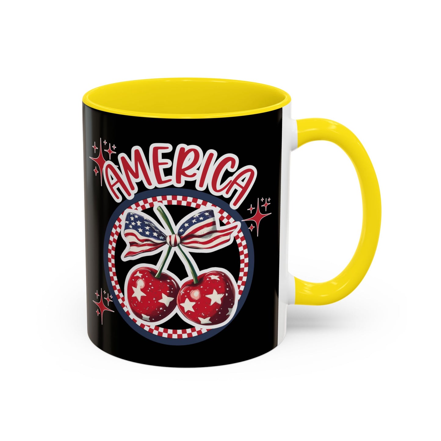 Patriotic Accent Coffee Mug, American Flag Mug, USA Celebration Cup, Red White Blue Drinkware, 4th of July Gift