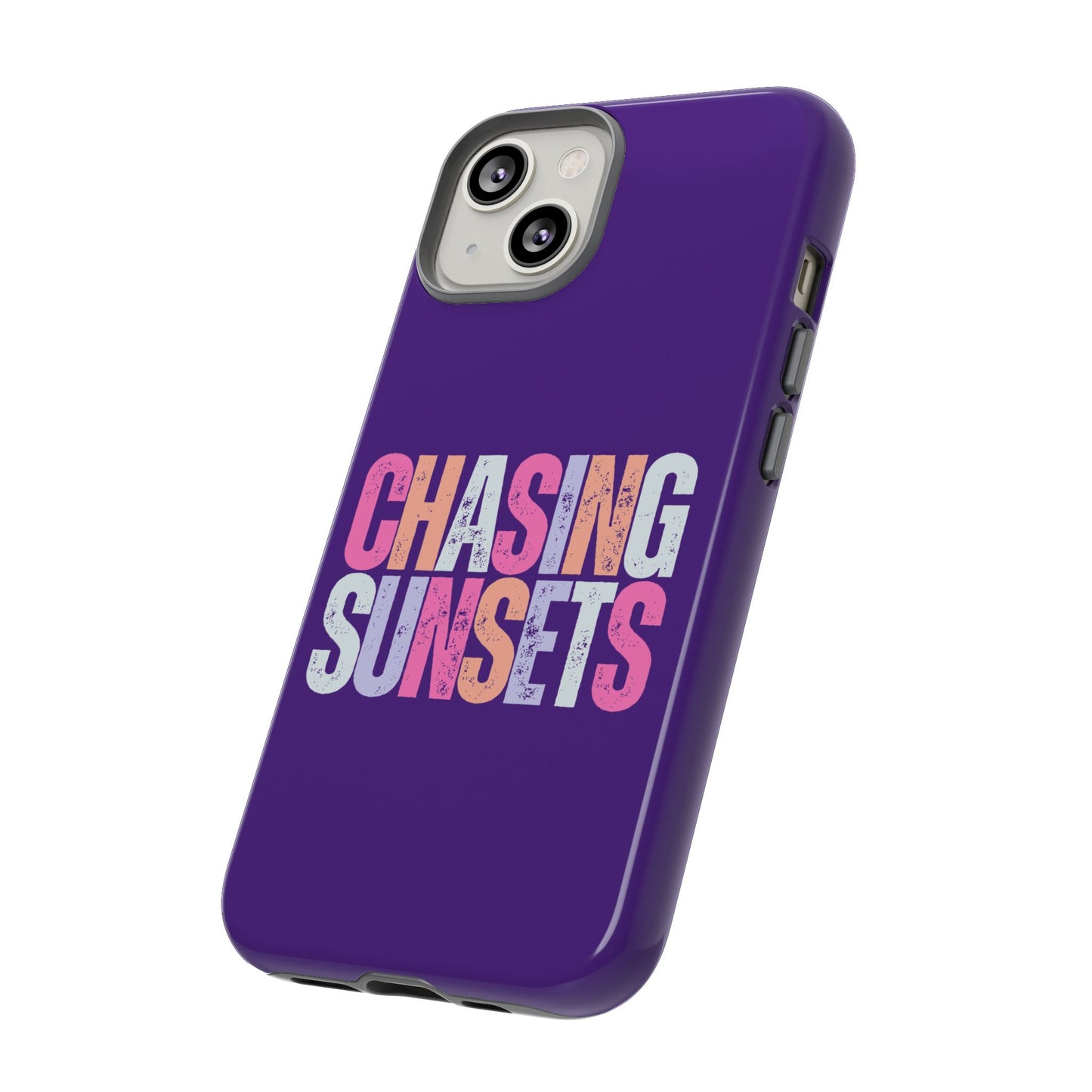 Chasing Sunsets Phone Case, Trendy Phone Cover, Sunset Lover Gift, Cool Accessories, Custom Phone Cases, Vibrant Purple Design