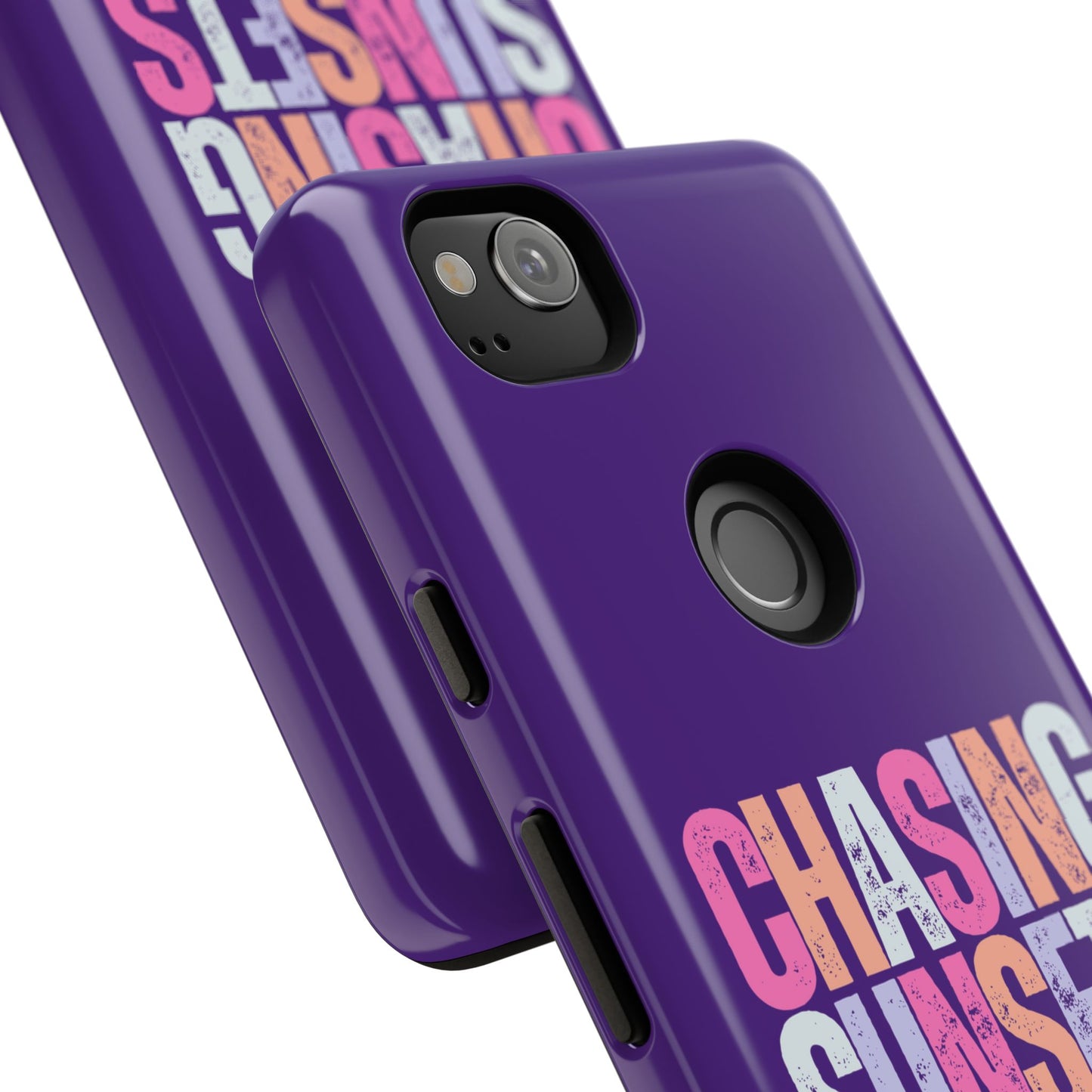 Chasing Sunsets Phone Case, Trendy Phone Cover, Sunset Lover Gift, Cool Accessories, Custom Phone Cases, Vibrant Purple Design