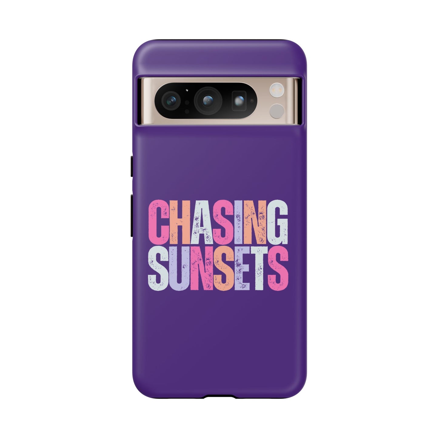 Chasing Sunsets Phone Case, Trendy Phone Cover, Sunset Lover Gift, Cool Accessories, Custom Phone Cases, Vibrant Purple Design