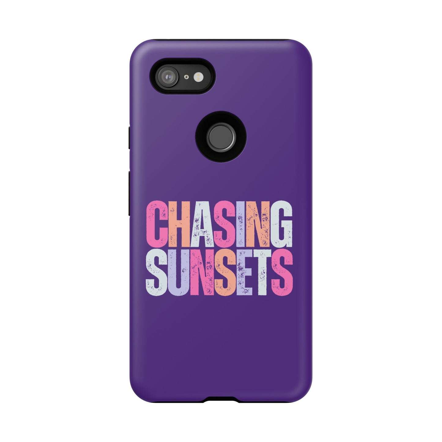 Chasing Sunsets Phone Case, Trendy Phone Cover, Sunset Lover Gift, Cool Accessories, Custom Phone Cases, Vibrant Purple Design