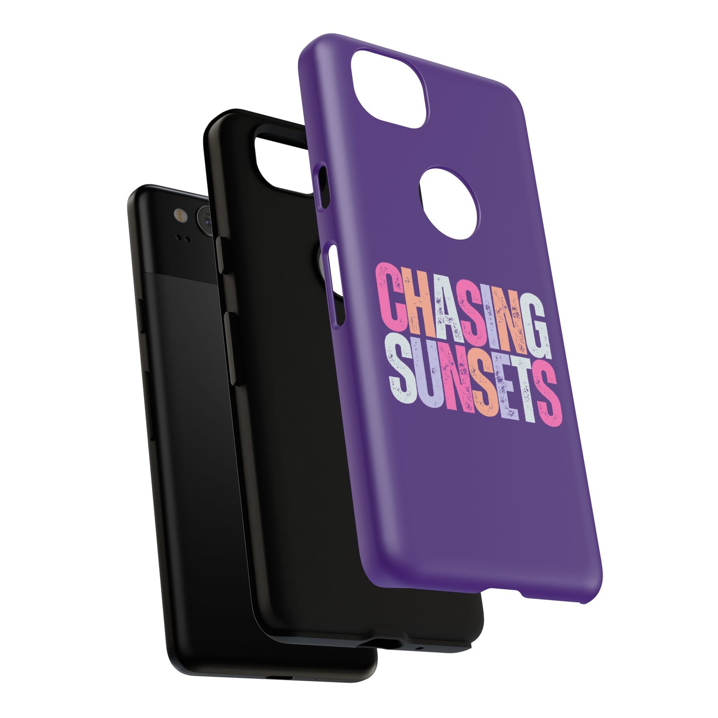 Chasing Sunsets Phone Case, Trendy Phone Cover, Sunset Lover Gift, Cool Accessories, Custom Phone Cases, Vibrant Purple Design
