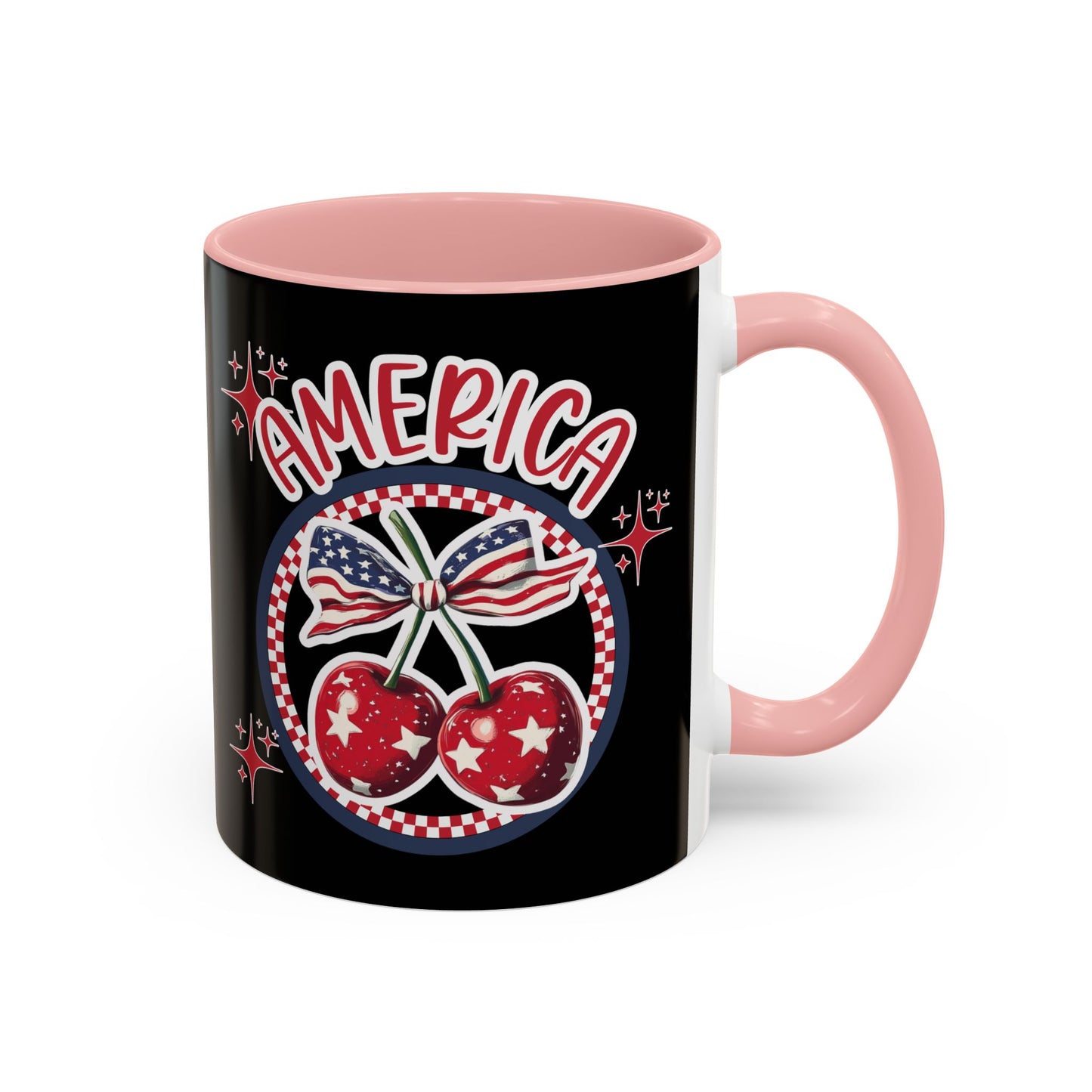 Patriotic Accent Coffee Mug, American Flag Mug, USA Celebration Cup, Red White Blue Drinkware, 4th of July Gift