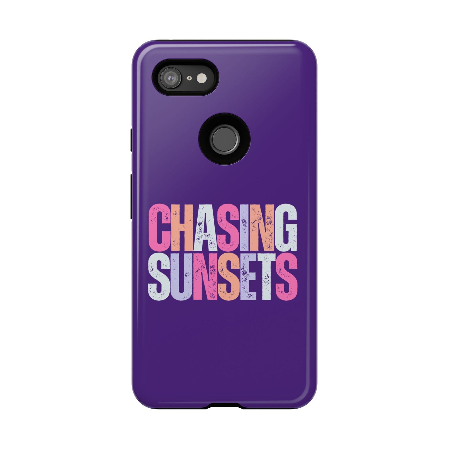 Chasing Sunsets Phone Case, Trendy Phone Cover, Sunset Lover Gift, Cool Accessories, Custom Phone Cases, Vibrant Purple Design