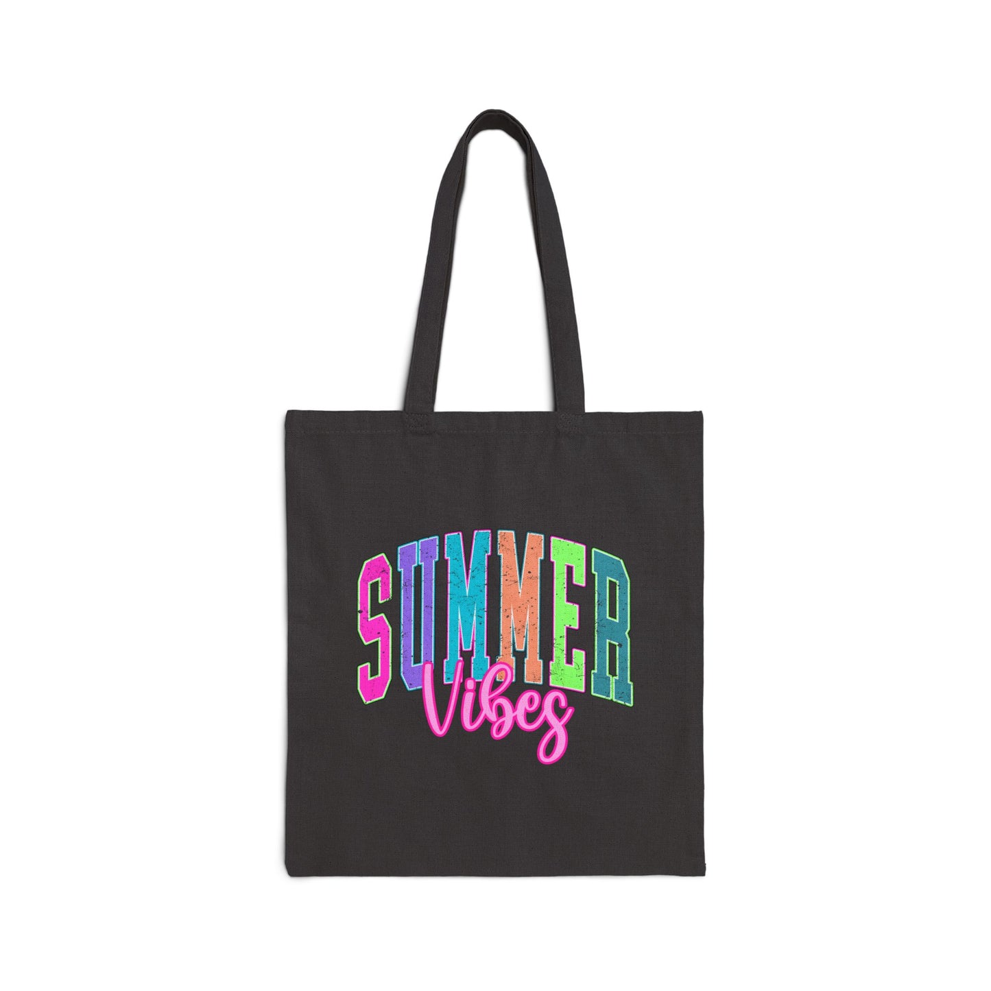 Vibrant Summer Vibes Cotton Canvas Tote Bag, Eco-Friendly Grocery Bag, Beach Tote, Festival Bag, Summer Essentials