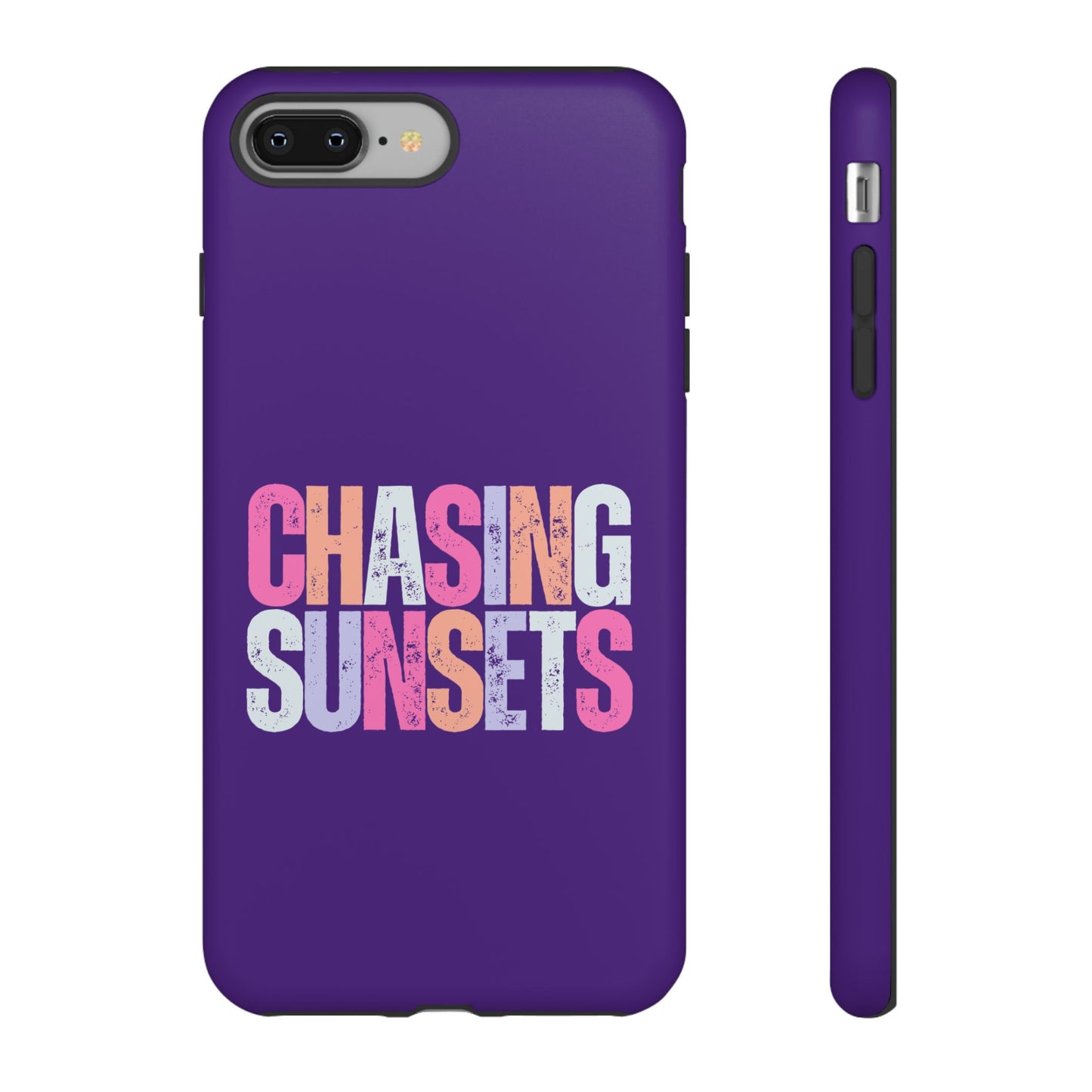Chasing Sunsets Phone Case, Trendy Phone Cover, Sunset Lover Gift, Cool Accessories, Custom Phone Cases, Vibrant Purple Design