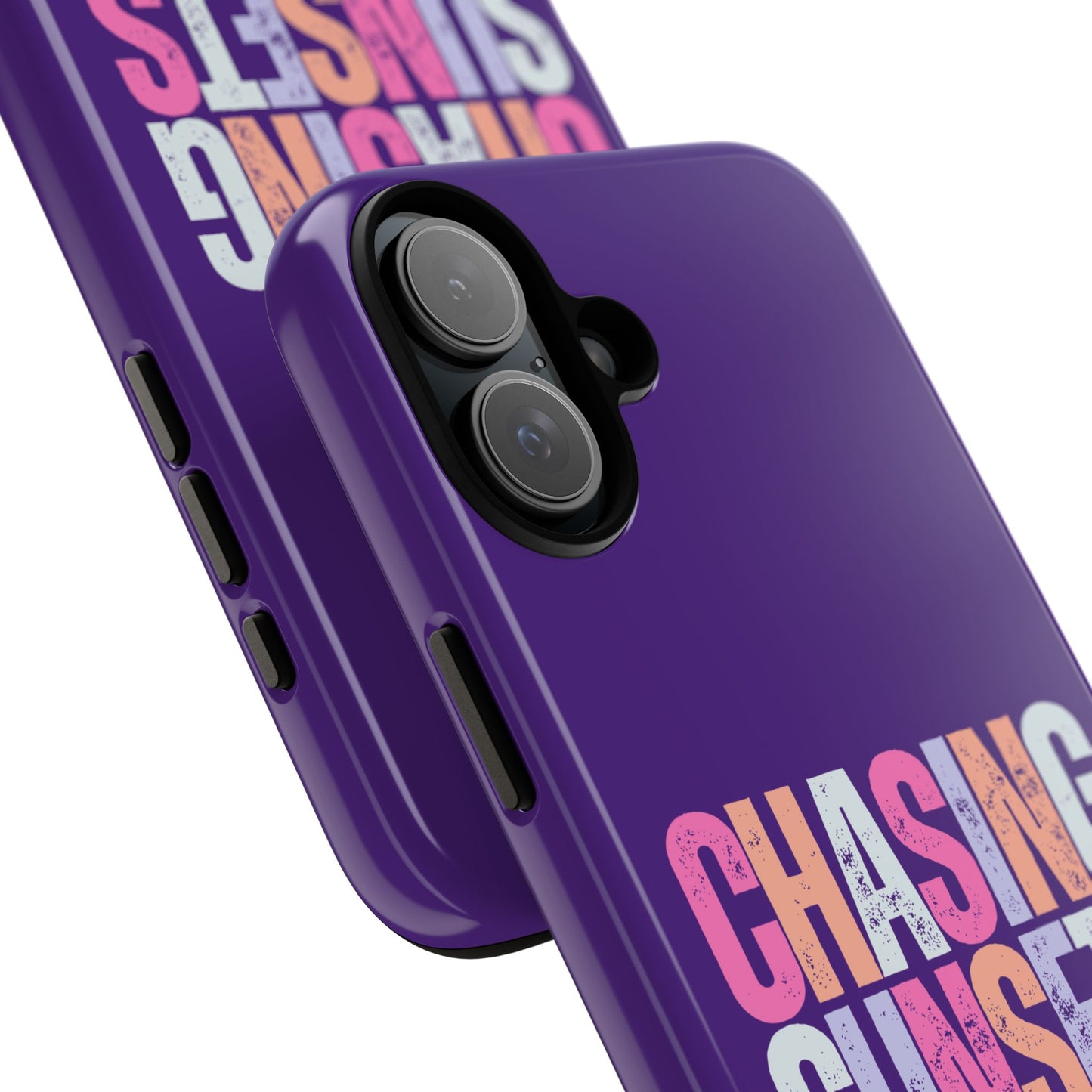 Chasing Sunsets Phone Case, Trendy Phone Cover, Sunset Lover Gift, Cool Accessories, Custom Phone Cases, Vibrant Purple Design