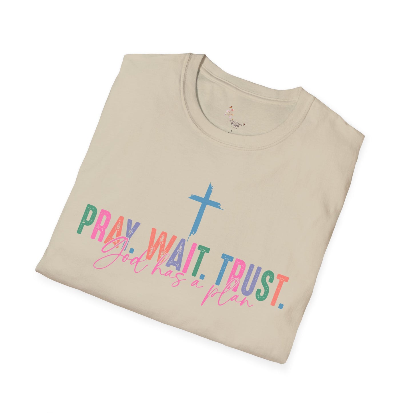 Faith-Inspired Unisex T-Shirt, Pray Wait Trust Tee, Christian Apparel, Motivational Gift, Casual Faith Wear