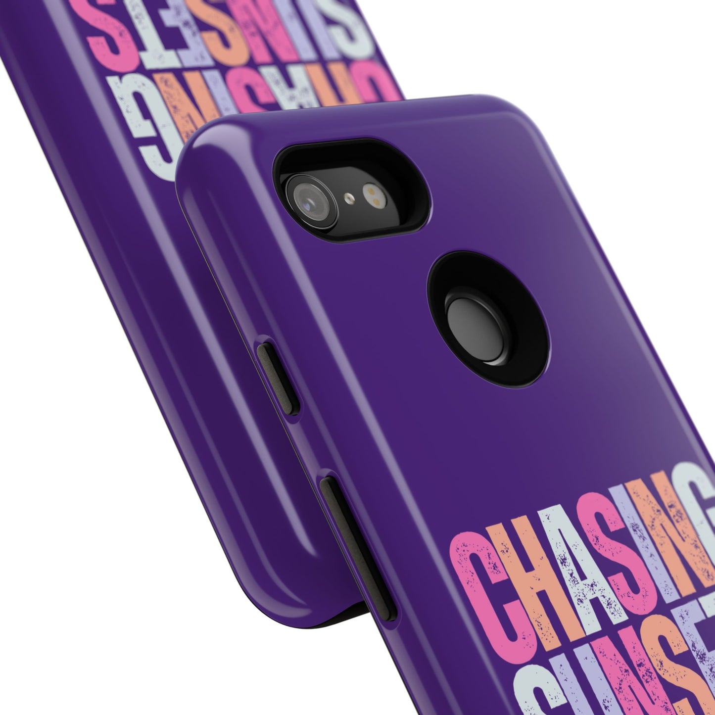 Chasing Sunsets Phone Case, Trendy Phone Cover, Sunset Lover Gift, Cool Accessories, Custom Phone Cases, Vibrant Purple Design