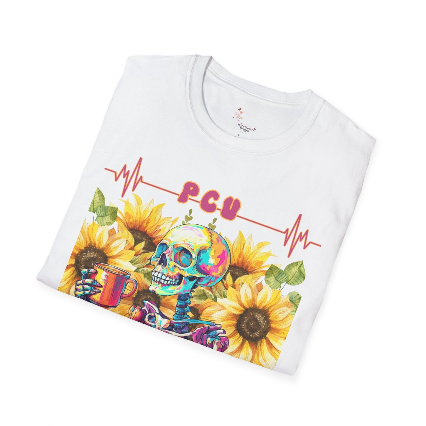 Colorful Skeleton and Sunflower Unisex T-Shirt, Funny Halloween Tee, Gift for Nurses, Party Outfit, Summer Vibes