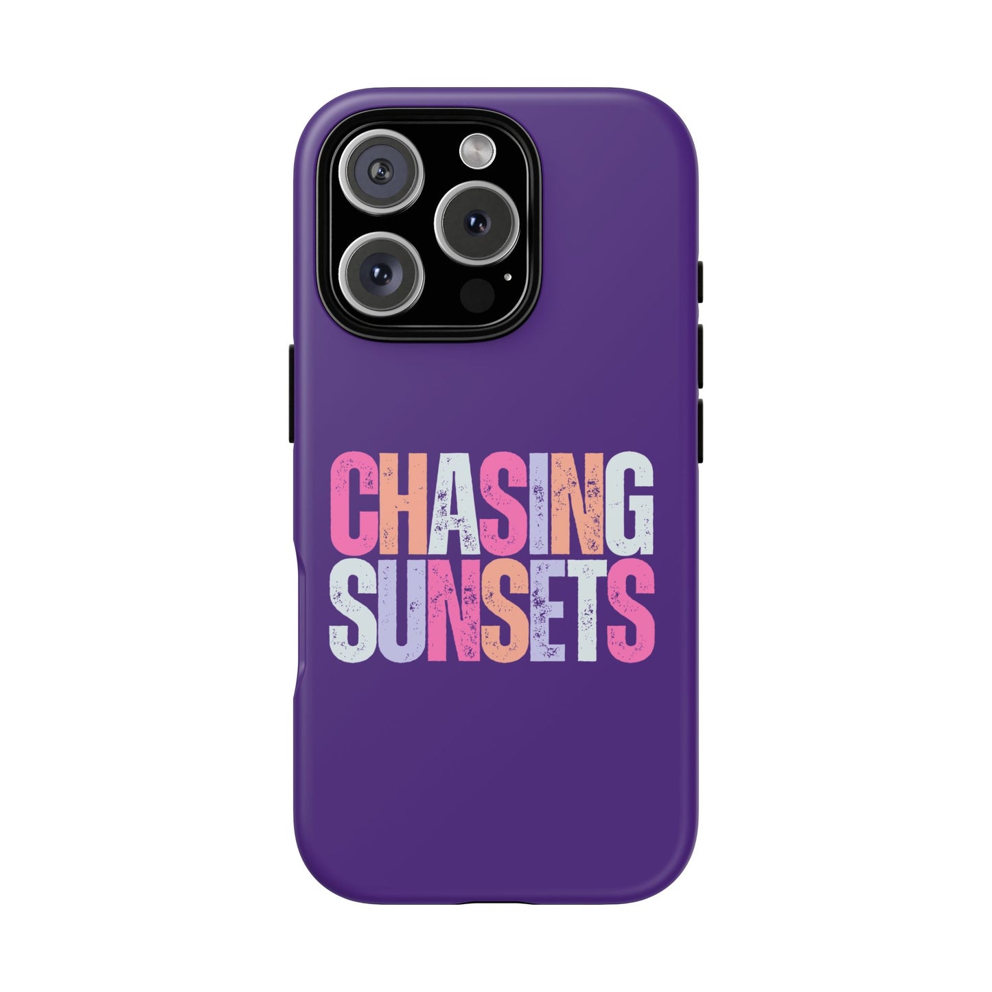 Chasing Sunsets Phone Case, Trendy Phone Cover, Sunset Lover Gift, Cool Accessories, Custom Phone Cases, Vibrant Purple Design