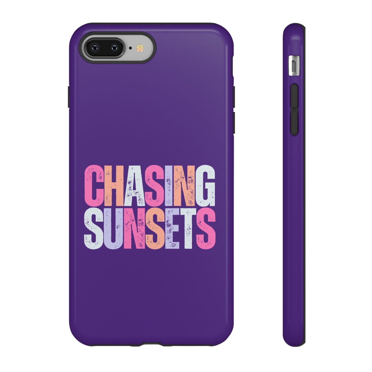 Chasing Sunsets Phone Case, Trendy Phone Cover, Sunset Lover Gift, Cool Accessories, Custom Phone Cases, Vibrant Purple Design