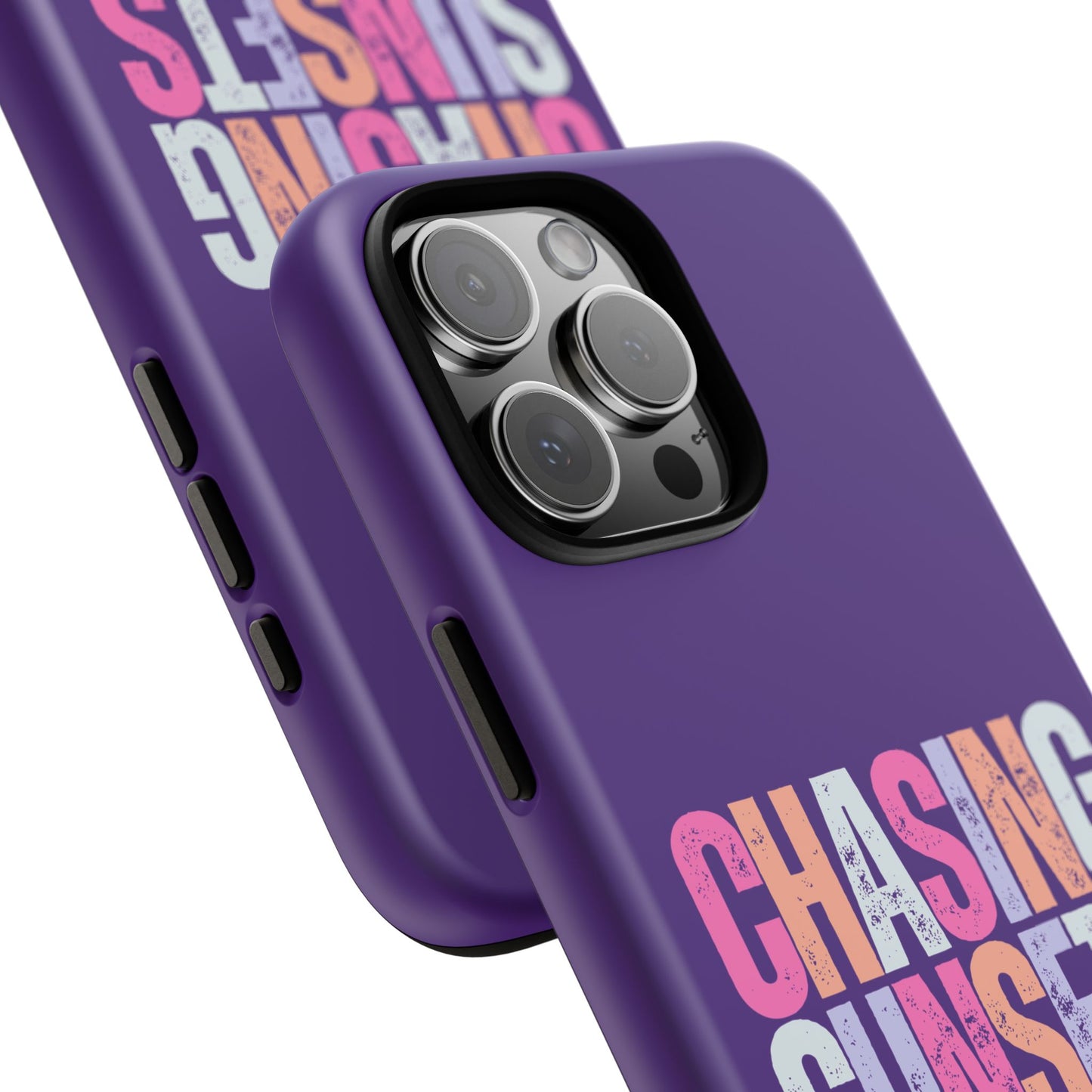 Chasing Sunsets Phone Case, Trendy Phone Cover, Sunset Lover Gift, Cool Accessories, Custom Phone Cases, Vibrant Purple Design