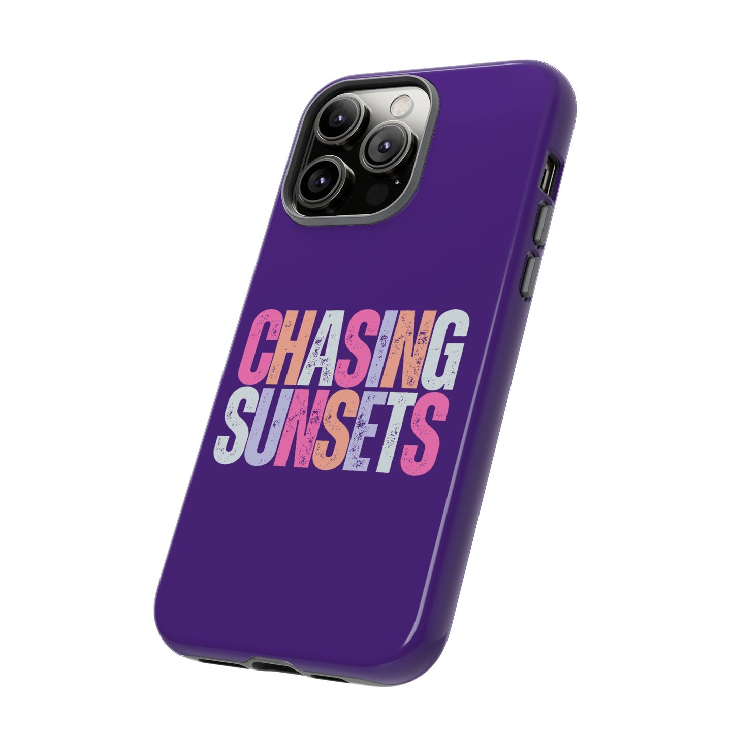 Chasing Sunsets Phone Case, Trendy Phone Cover, Sunset Lover Gift, Cool Accessories, Custom Phone Cases, Vibrant Purple Design