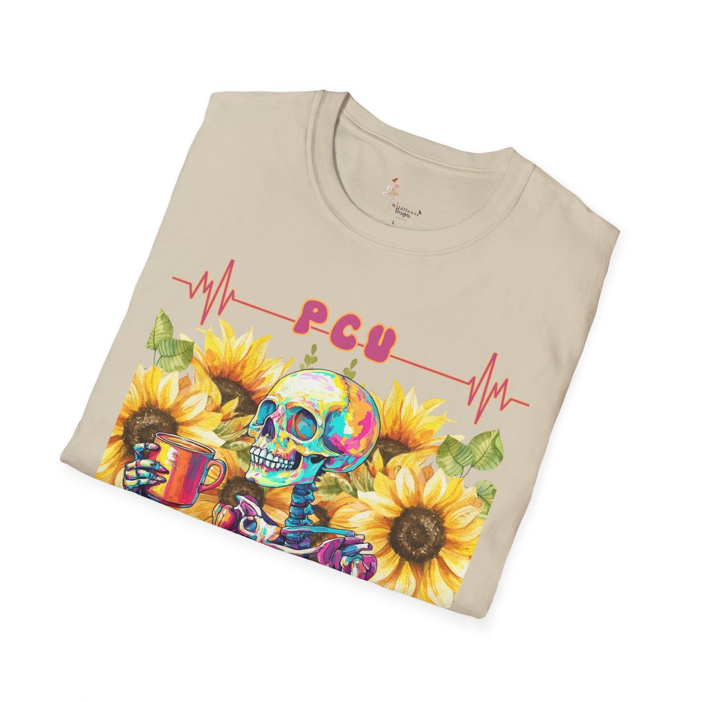 Colorful Skeleton and Sunflower Unisex T-Shirt, Funny Halloween Tee, Gift for Nurses, Party Outfit, Summer Vibes