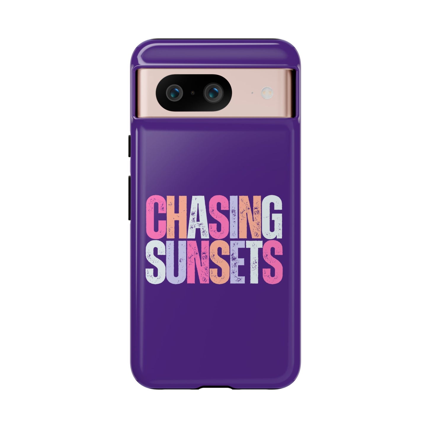 Chasing Sunsets Phone Case, Trendy Phone Cover, Sunset Lover Gift, Cool Accessories, Custom Phone Cases, Vibrant Purple Design
