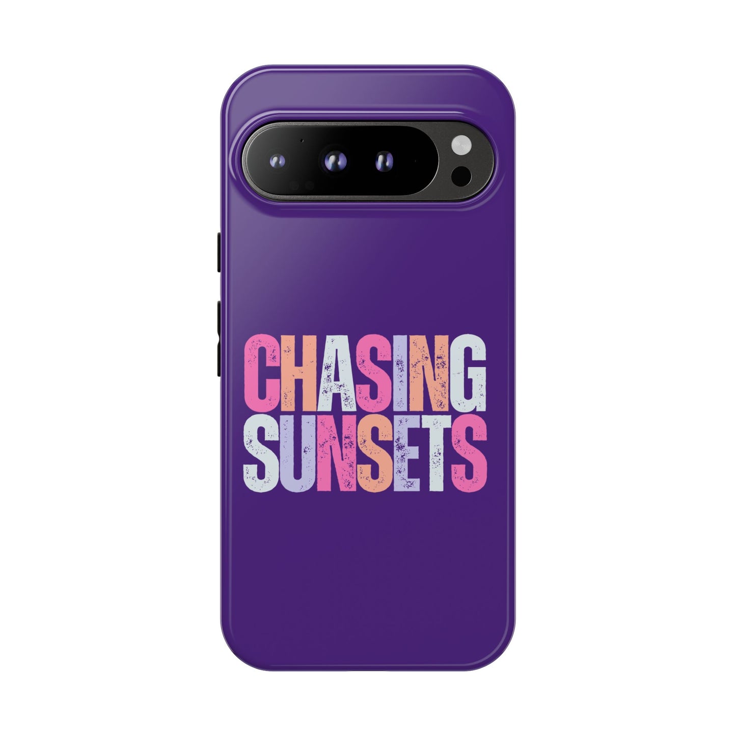 Chasing Sunsets Phone Case, Trendy Phone Cover, Sunset Lover Gift, Cool Accessories, Custom Phone Cases, Vibrant Purple Design