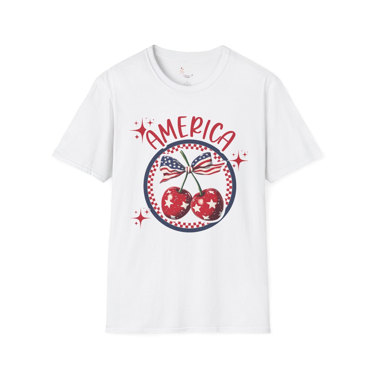 Patriotic Cherry T-Shirt, Unisex Tee for 4th of July, Independence Day Shirt, Summer BBQ Wear, USA Pride Apparel
