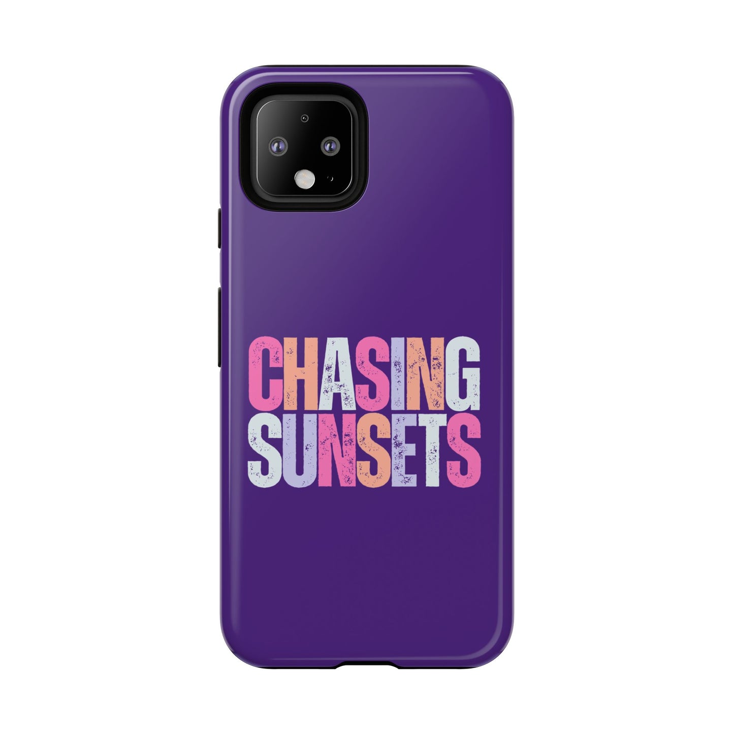 Chasing Sunsets Phone Case, Trendy Phone Cover, Sunset Lover Gift, Cool Accessories, Custom Phone Cases, Vibrant Purple Design