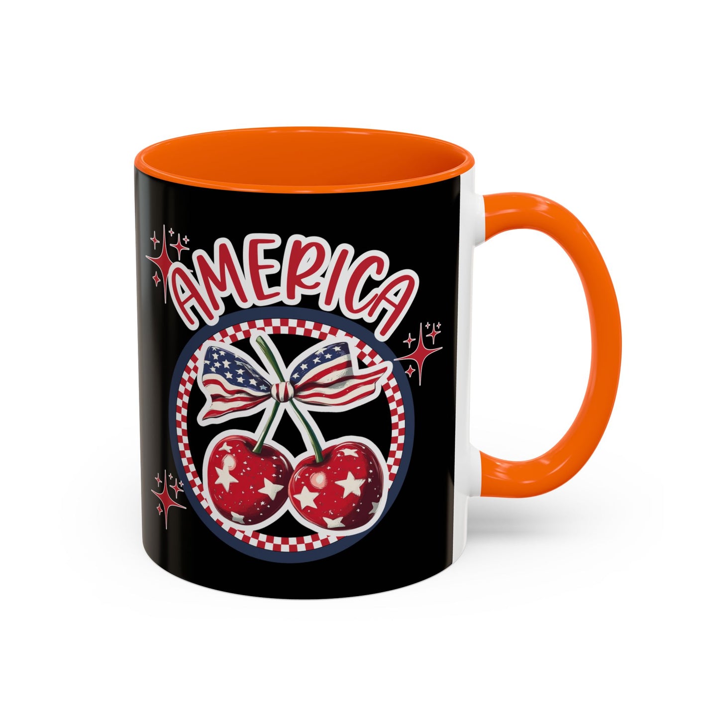 Patriotic Accent Coffee Mug, American Flag Mug, USA Celebration Cup, Red White Blue Drinkware, 4th of July Gift