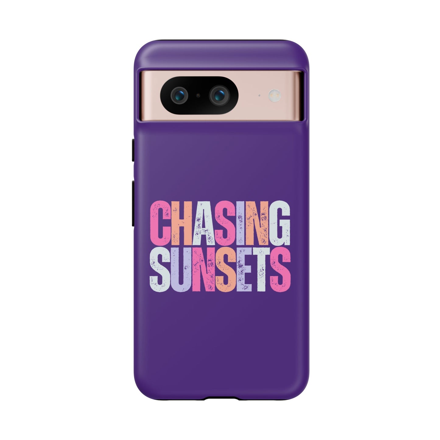 Chasing Sunsets Phone Case, Trendy Phone Cover, Sunset Lover Gift, Cool Accessories, Custom Phone Cases, Vibrant Purple Design