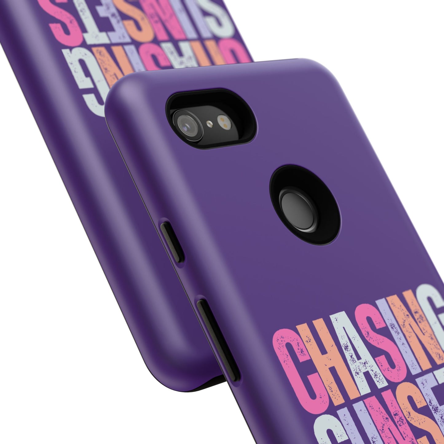 Chasing Sunsets Phone Case, Trendy Phone Cover, Sunset Lover Gift, Cool Accessories, Custom Phone Cases, Vibrant Purple Design