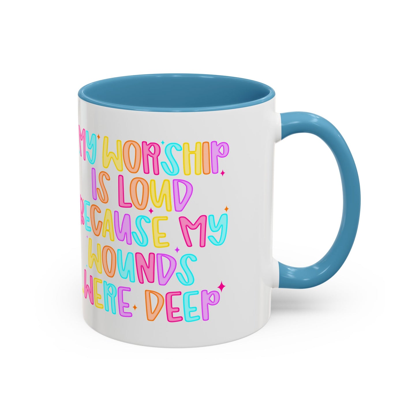 Colorful Worship Mug | Inspirational Coffee Cup for Faith, Home, Gifts | Perfect for Church, Friend Celebrations, Coffee Lovers