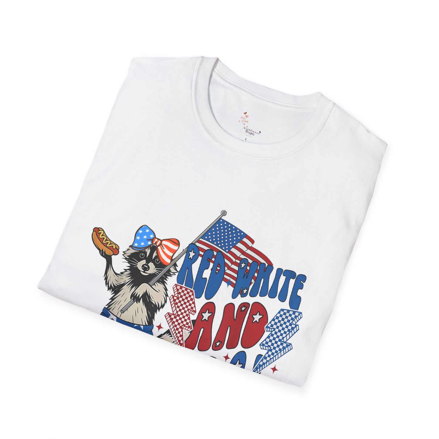 Patriotic Cartoon T-Shirt, Red White and Feral Tee, Funny Animal Shirt, Independence Day Gift, Casual Summer Top