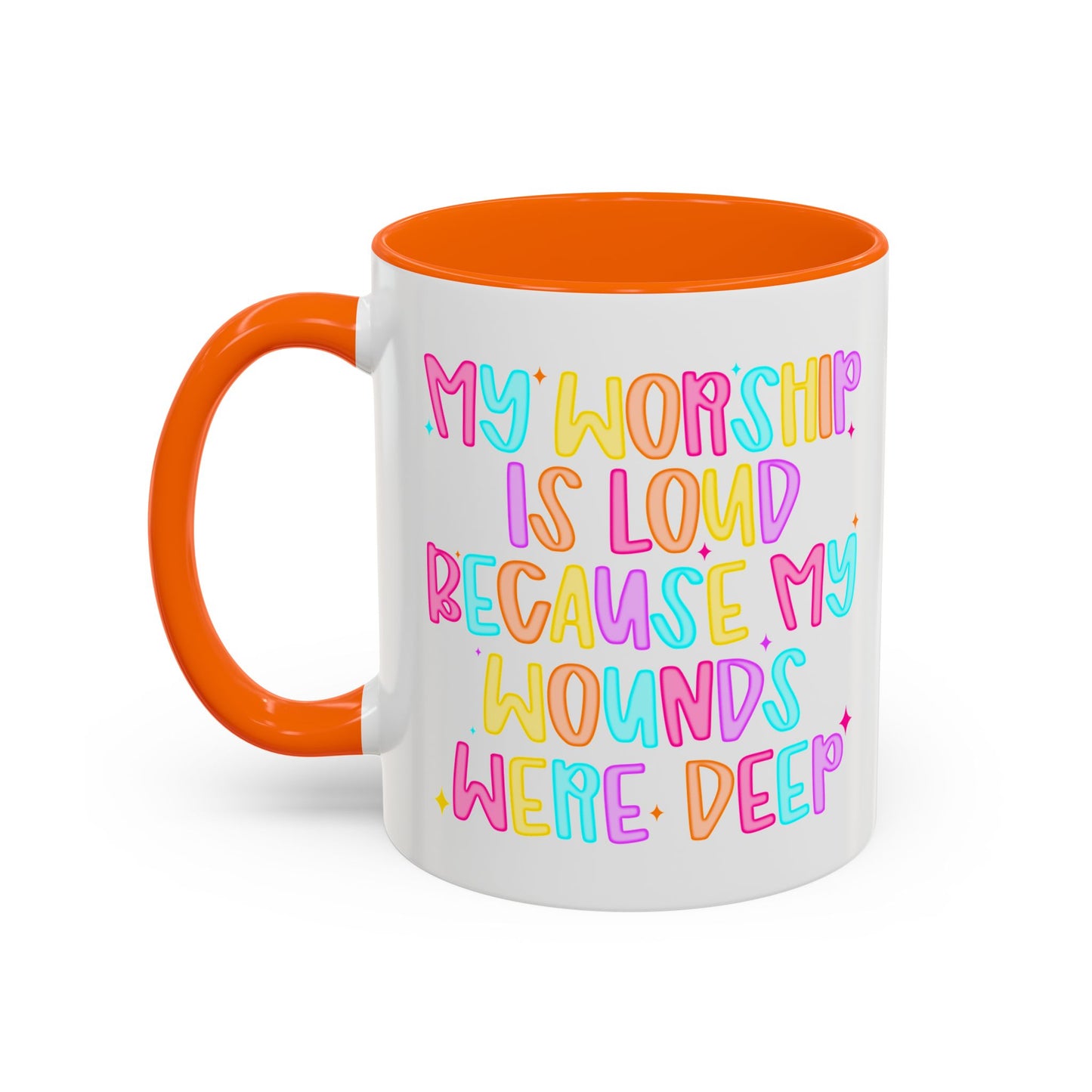Colorful Worship Mug | Inspirational Coffee Cup for Faith, Home, Gifts | Perfect for Church, Friend Celebrations, Coffee Lovers
