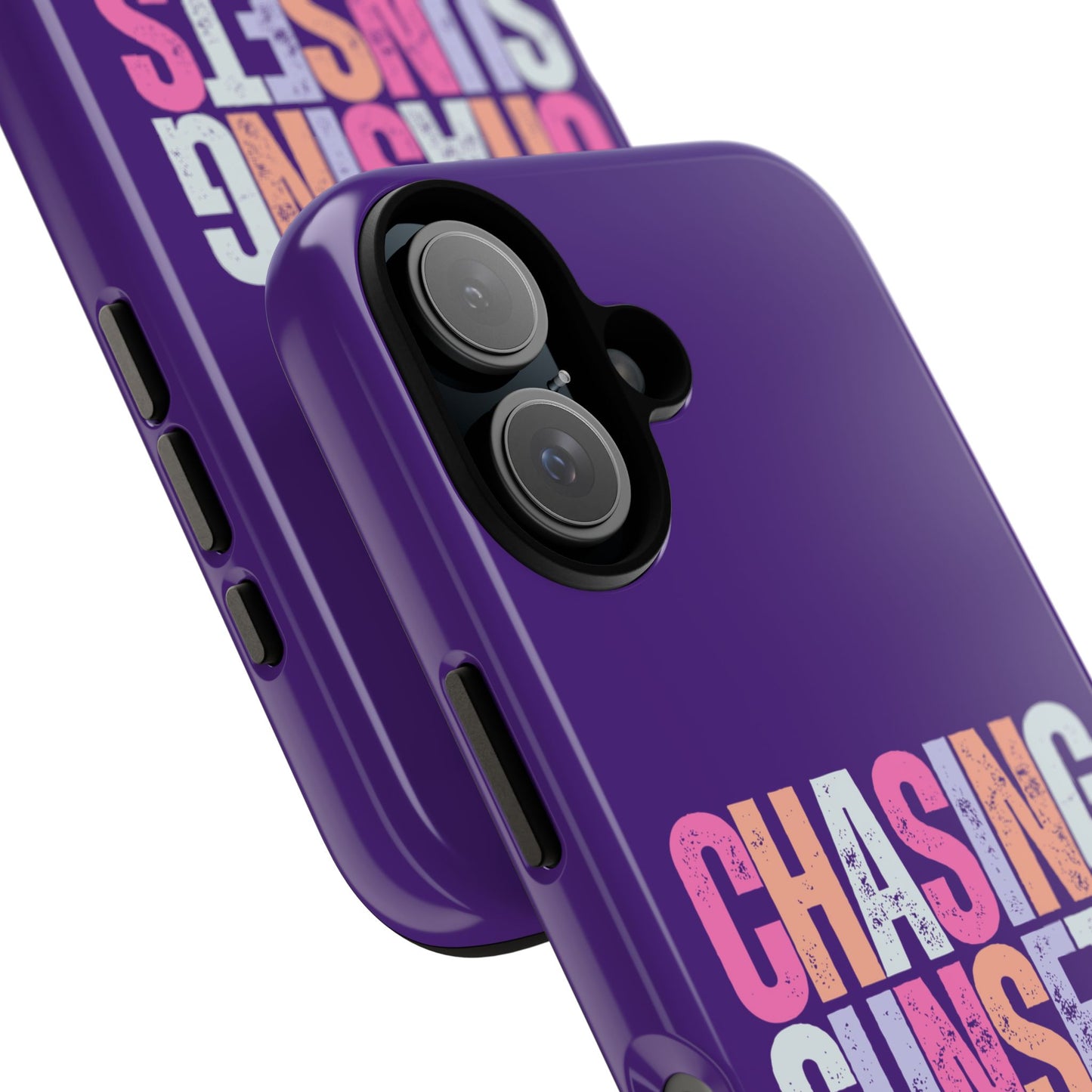 Chasing Sunsets Phone Case, Trendy Phone Cover, Sunset Lover Gift, Cool Accessories, Custom Phone Cases, Vibrant Purple Design