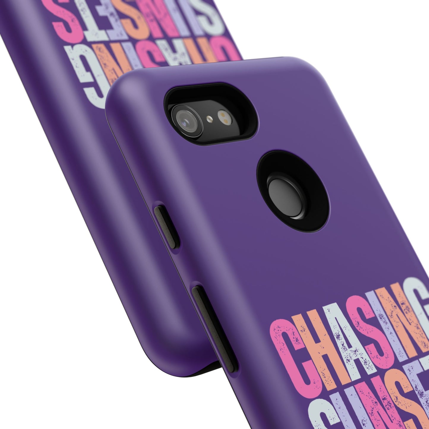 Chasing Sunsets Phone Case, Trendy Phone Cover, Sunset Lover Gift, Cool Accessories, Custom Phone Cases, Vibrant Purple Design
