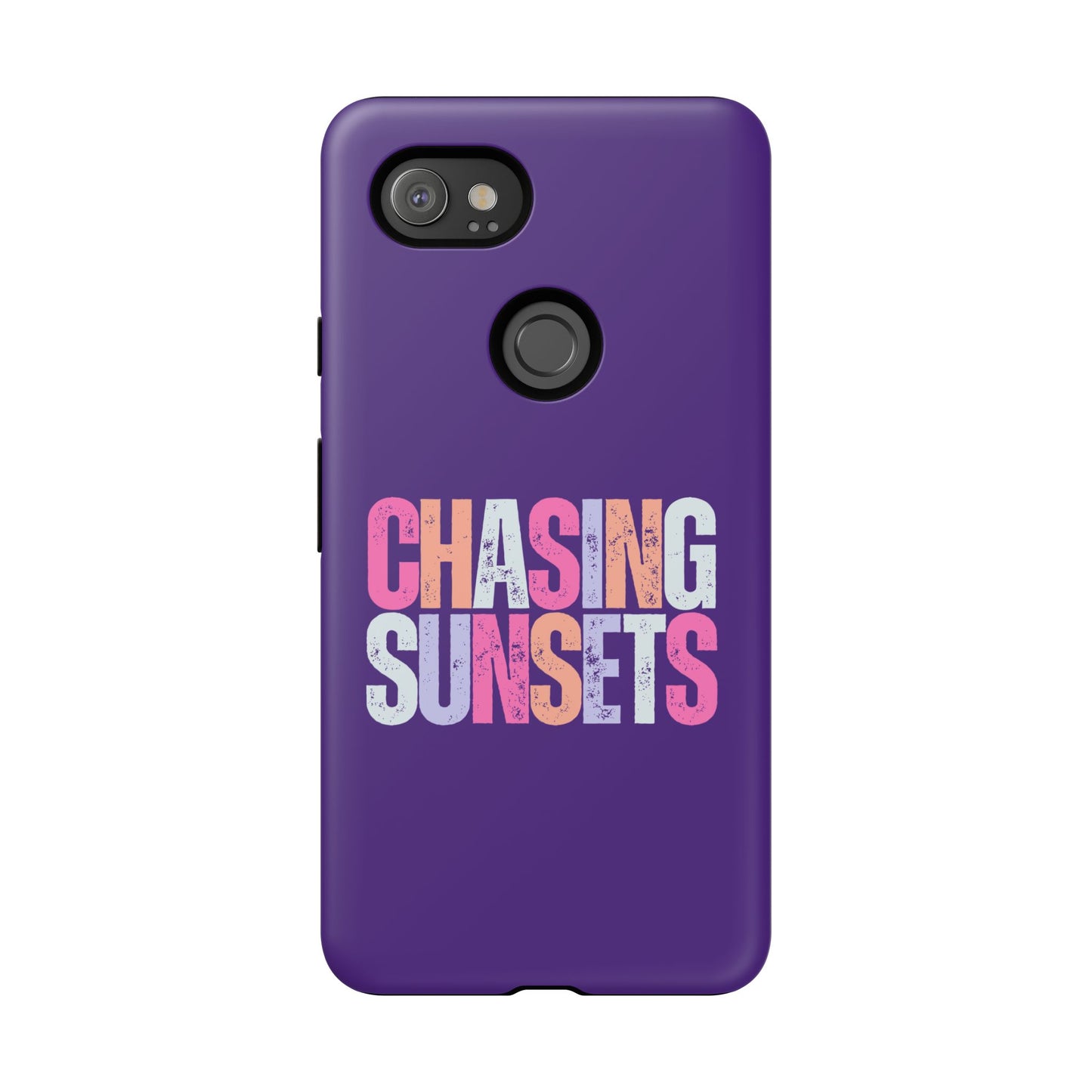 Chasing Sunsets Phone Case, Trendy Phone Cover, Sunset Lover Gift, Cool Accessories, Custom Phone Cases, Vibrant Purple Design