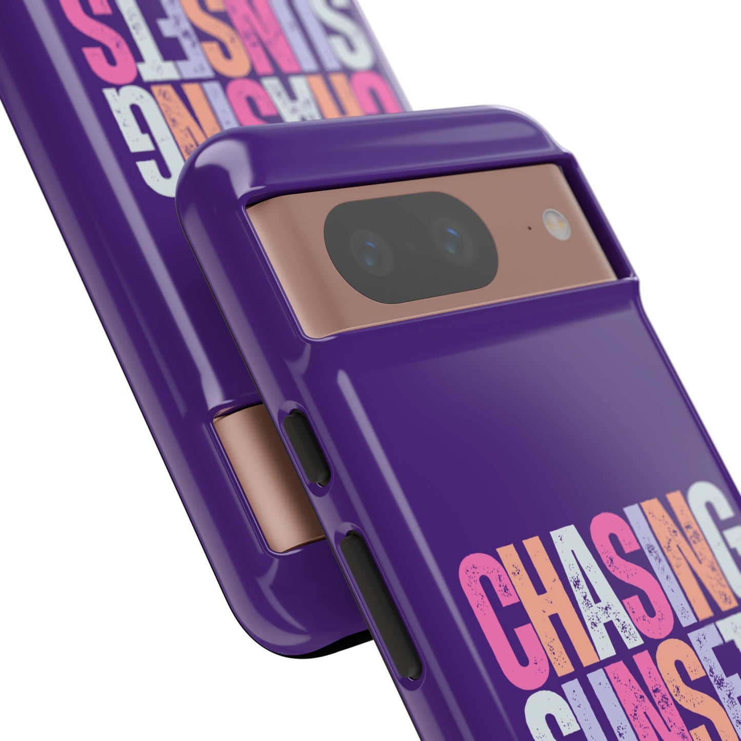Chasing Sunsets Phone Case, Trendy Phone Cover, Sunset Lover Gift, Cool Accessories, Custom Phone Cases, Vibrant Purple Design
