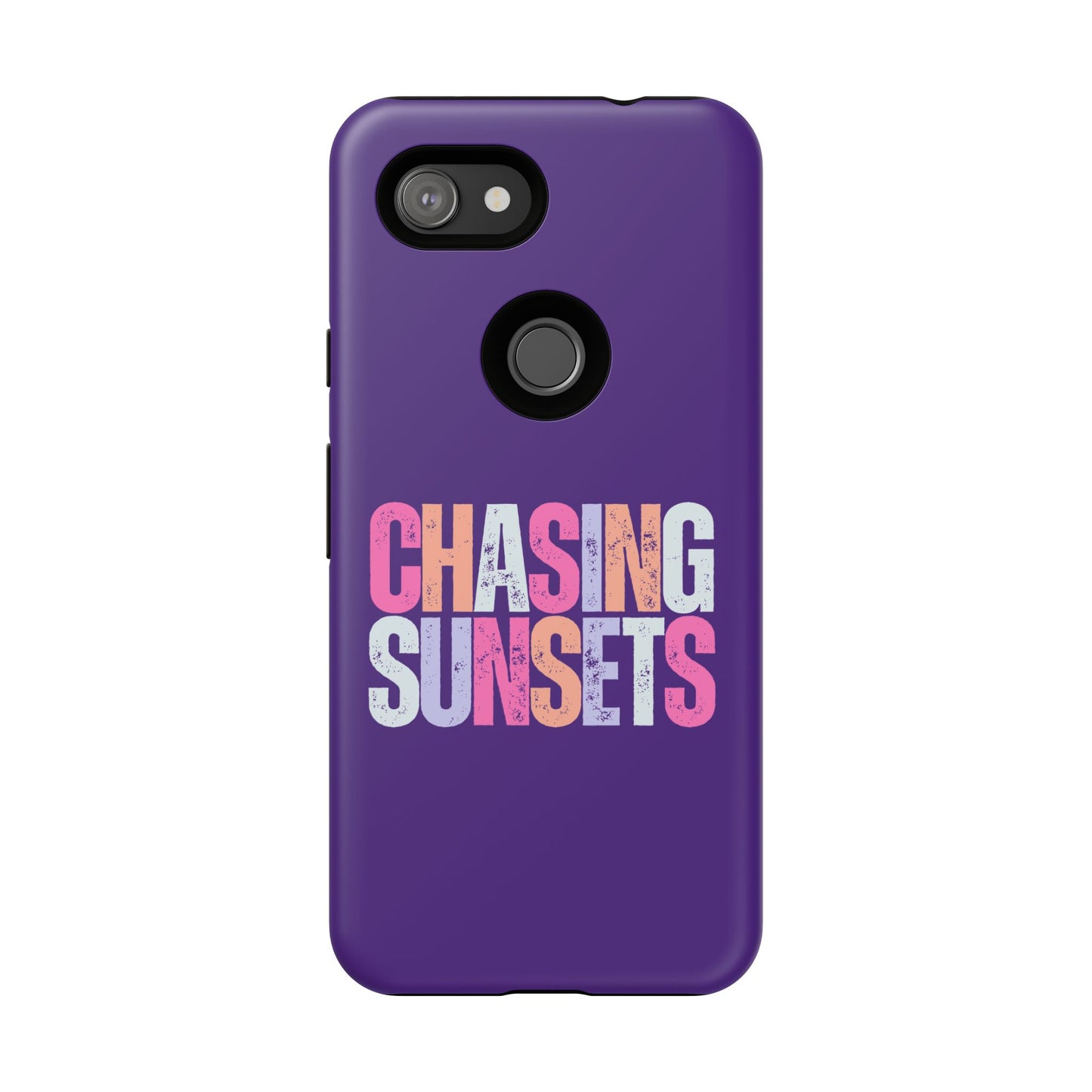 Chasing Sunsets Phone Case, Trendy Phone Cover, Sunset Lover Gift, Cool Accessories, Custom Phone Cases, Vibrant Purple Design