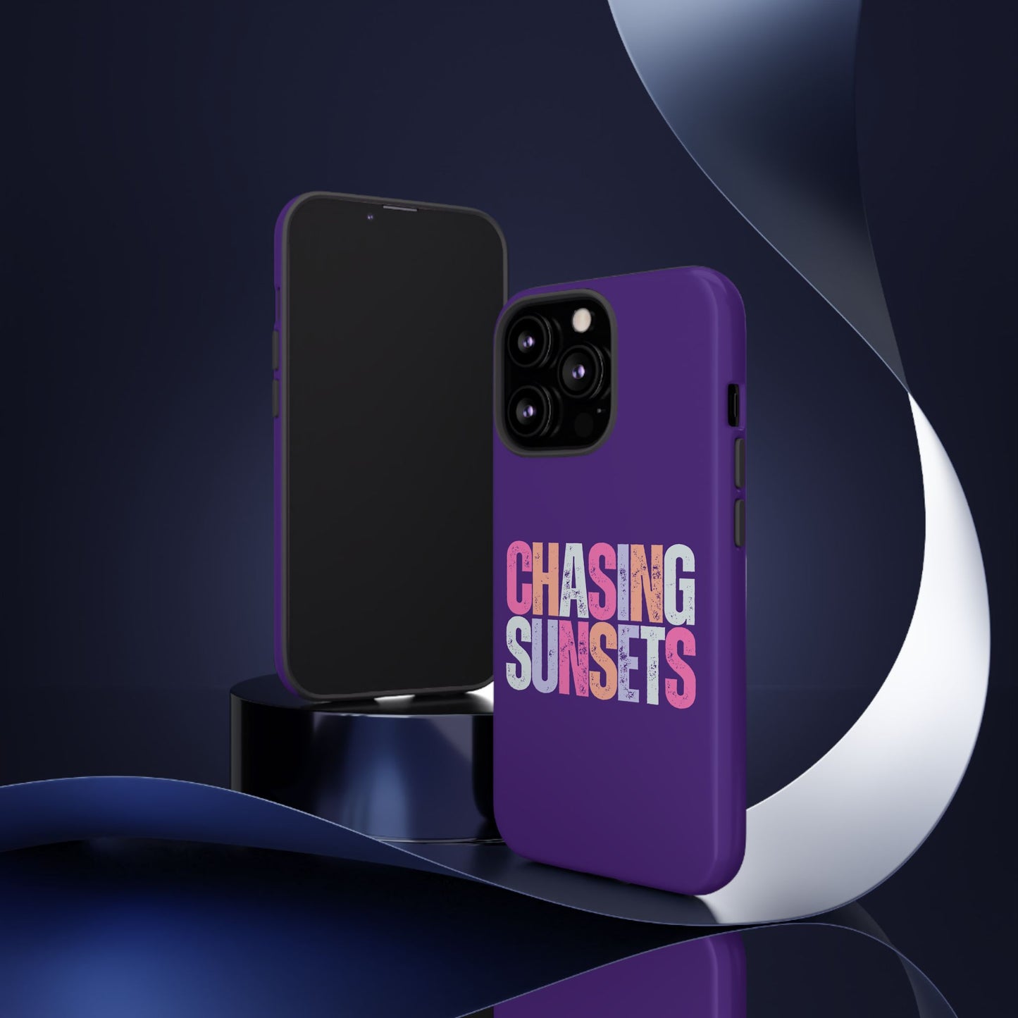 Chasing Sunsets Phone Case, Trendy Phone Cover, Sunset Lover Gift, Cool Accessories, Custom Phone Cases, Vibrant Purple Design