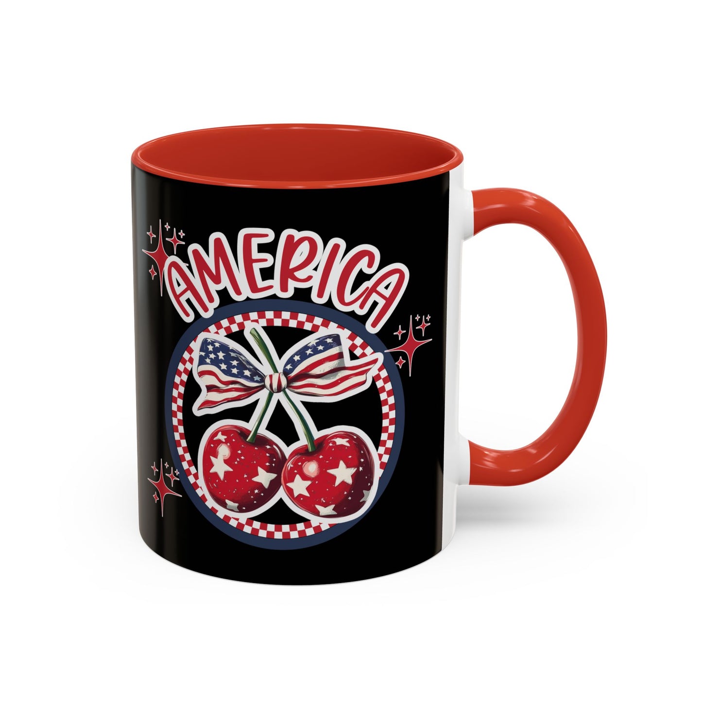Patriotic Accent Coffee Mug, American Flag Mug, USA Celebration Cup, Red White Blue Drinkware, 4th of July Gift
