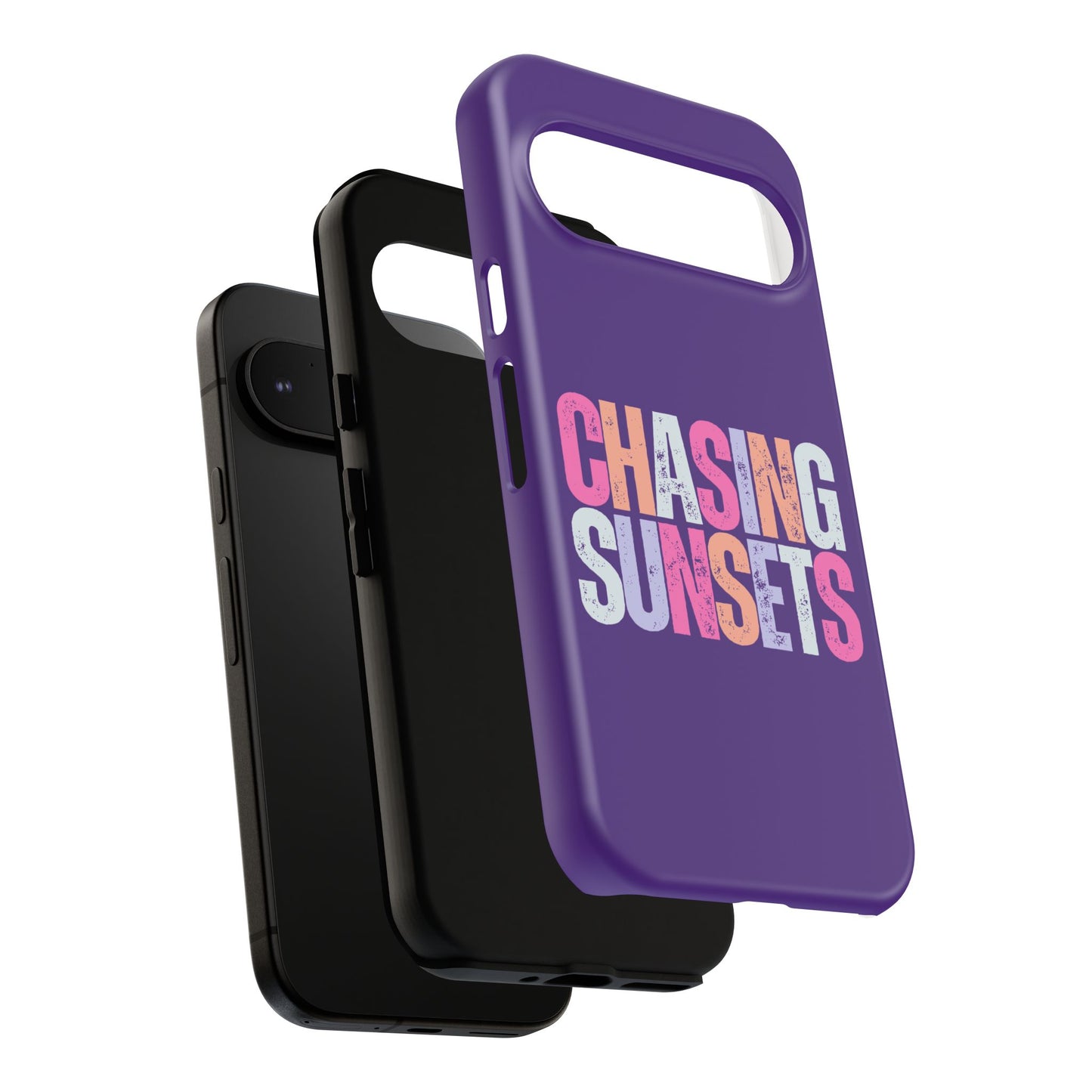 Chasing Sunsets Phone Case, Trendy Phone Cover, Sunset Lover Gift, Cool Accessories, Custom Phone Cases, Vibrant Purple Design
