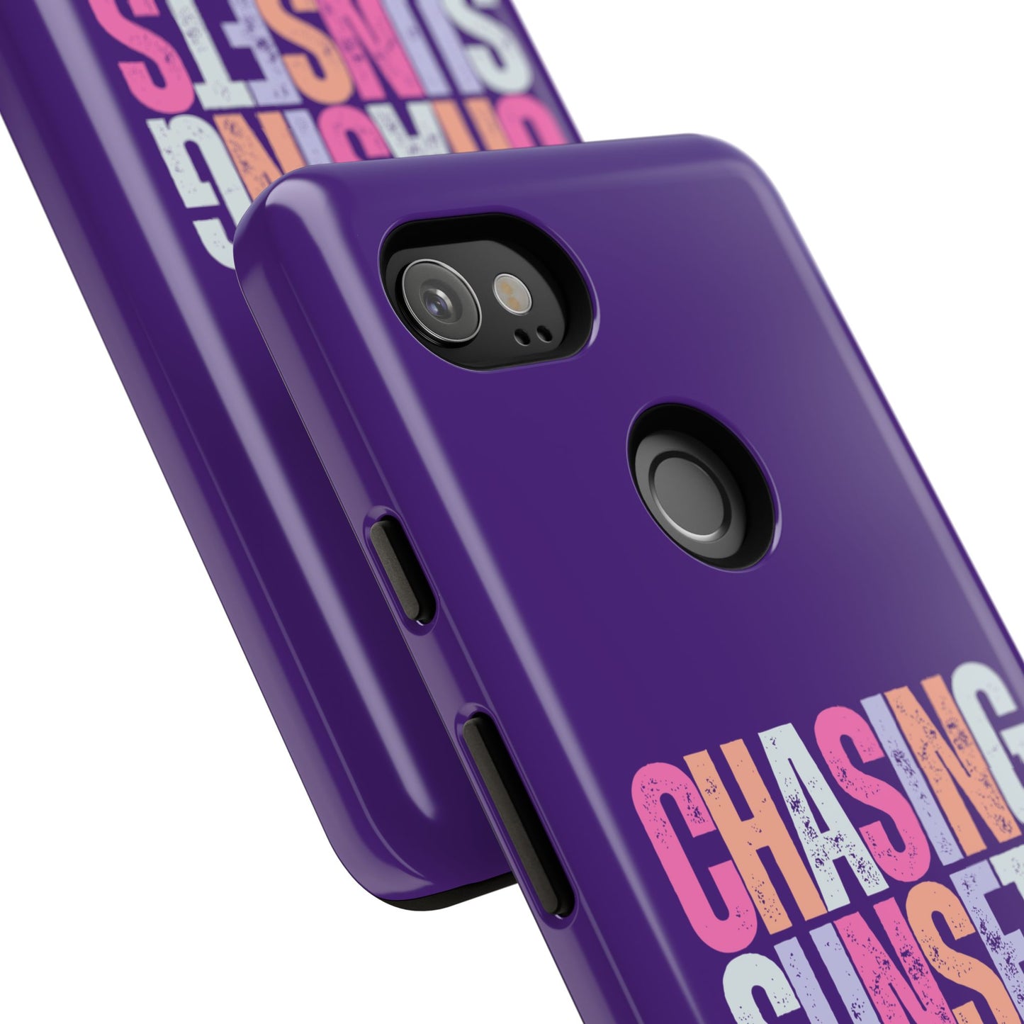 Chasing Sunsets Phone Case, Trendy Phone Cover, Sunset Lover Gift, Cool Accessories, Custom Phone Cases, Vibrant Purple Design