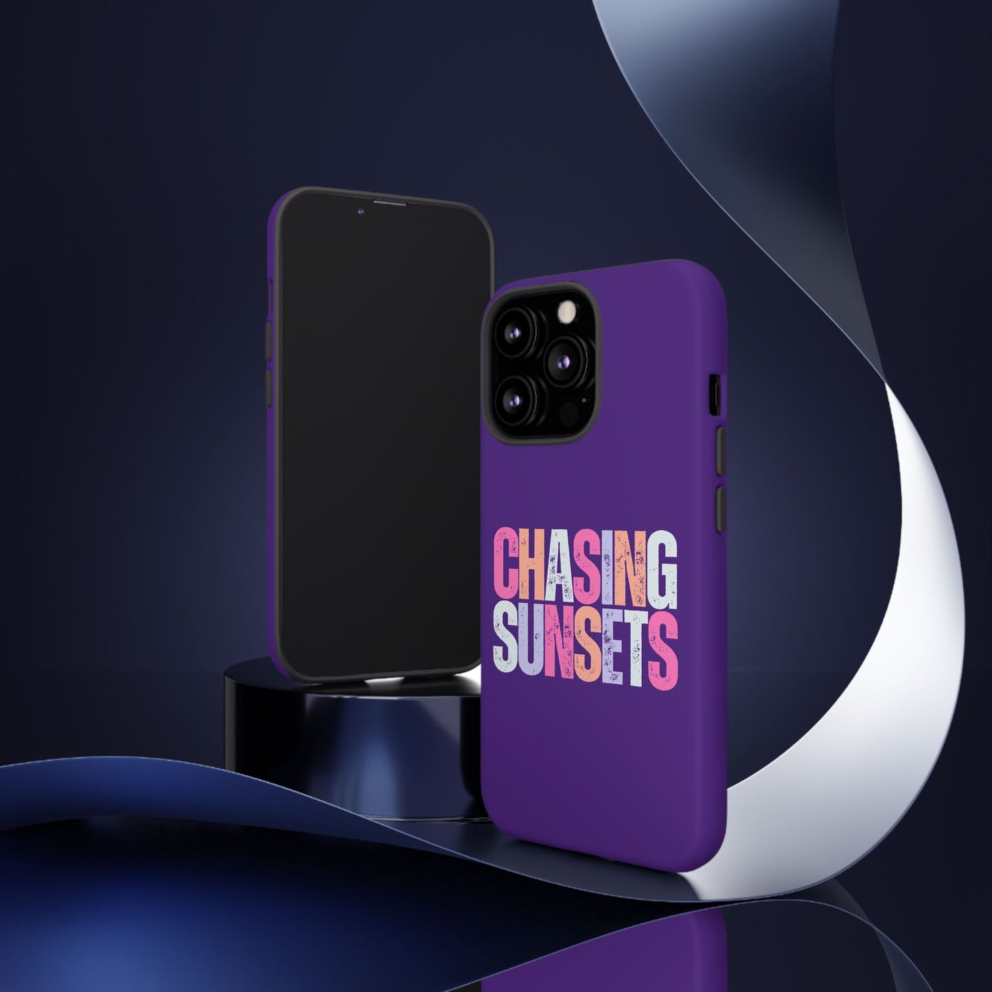 Chasing Sunsets Phone Case, Trendy Phone Cover, Sunset Lover Gift, Cool Accessories, Custom Phone Cases, Vibrant Purple Design