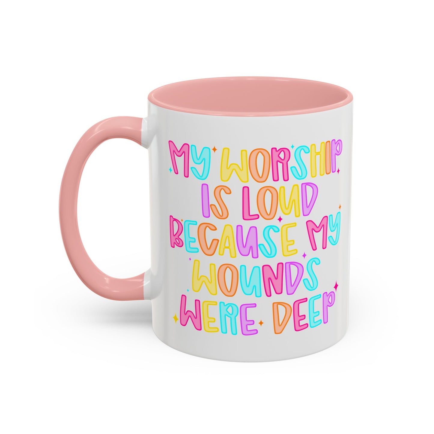 Colorful Worship Mug | Inspirational Coffee Cup for Faith, Home, Gifts | Perfect for Church, Friend Celebrations, Coffee Lovers